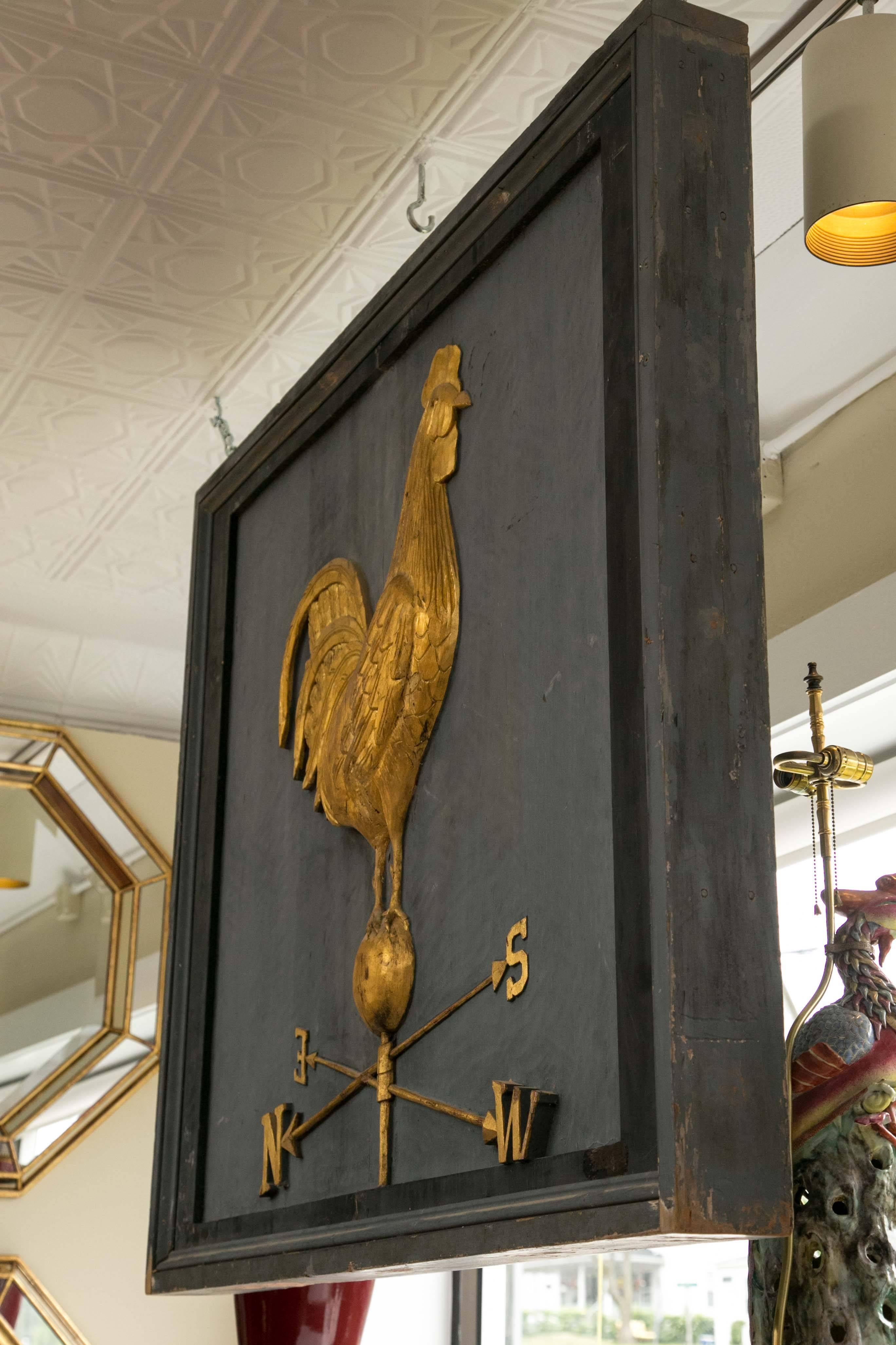 Folk Art Monumental Double-Sided Rooster Weathervane Hanging Decorative Art