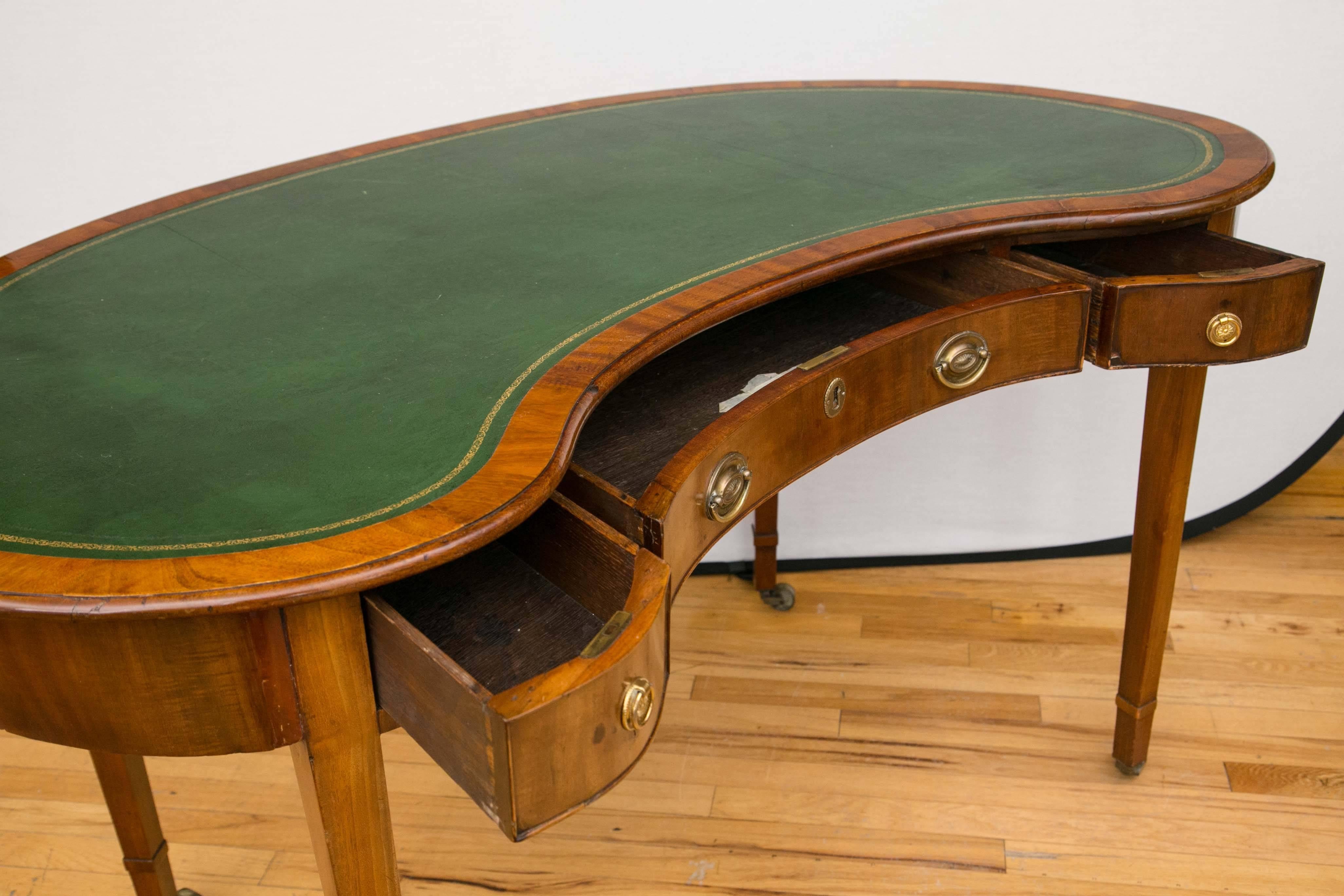 George III Hepplewhite Style Kidney-Shaped Writing Table 1