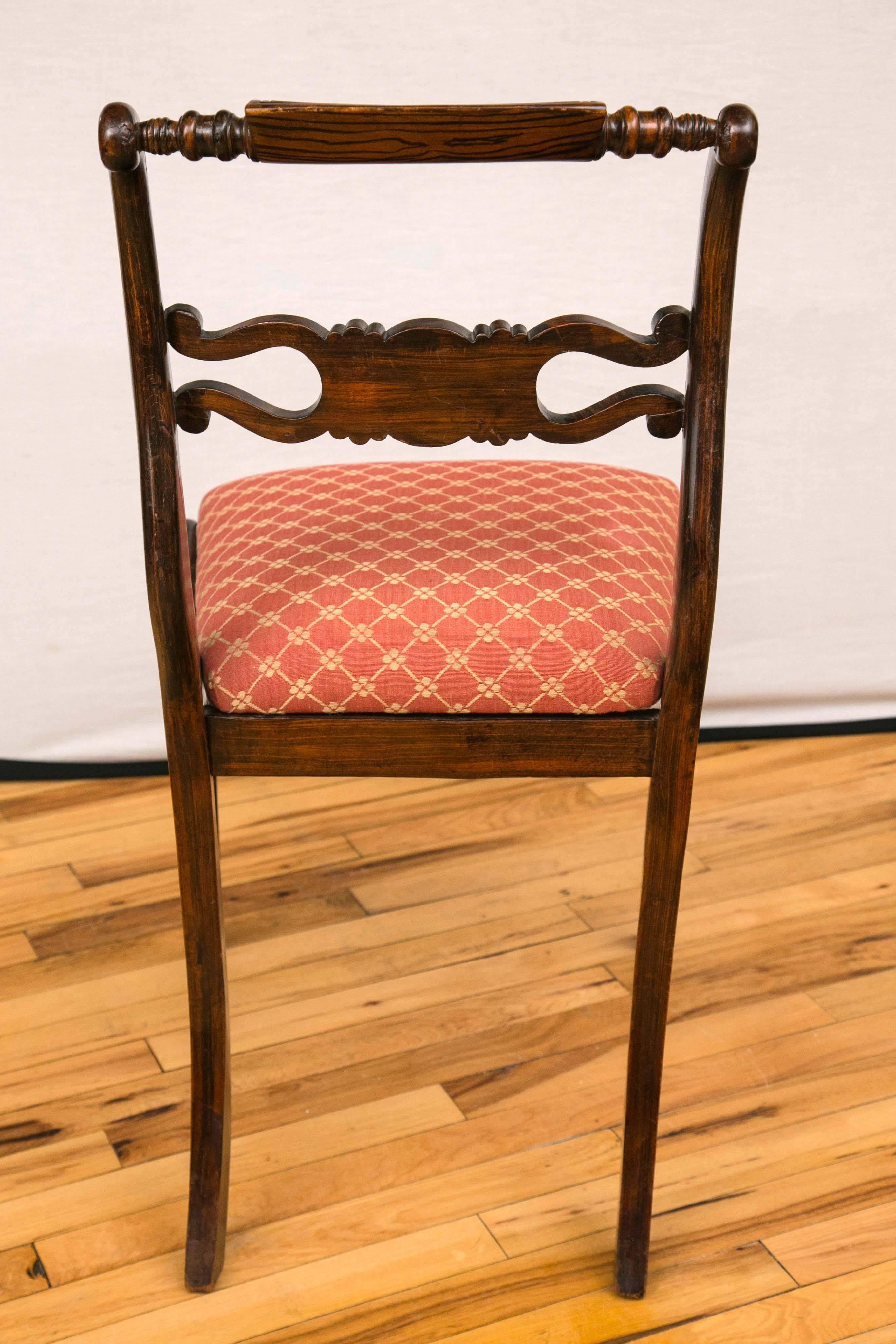 Set of Four English Regency Brass Inlay Side Chairs 3