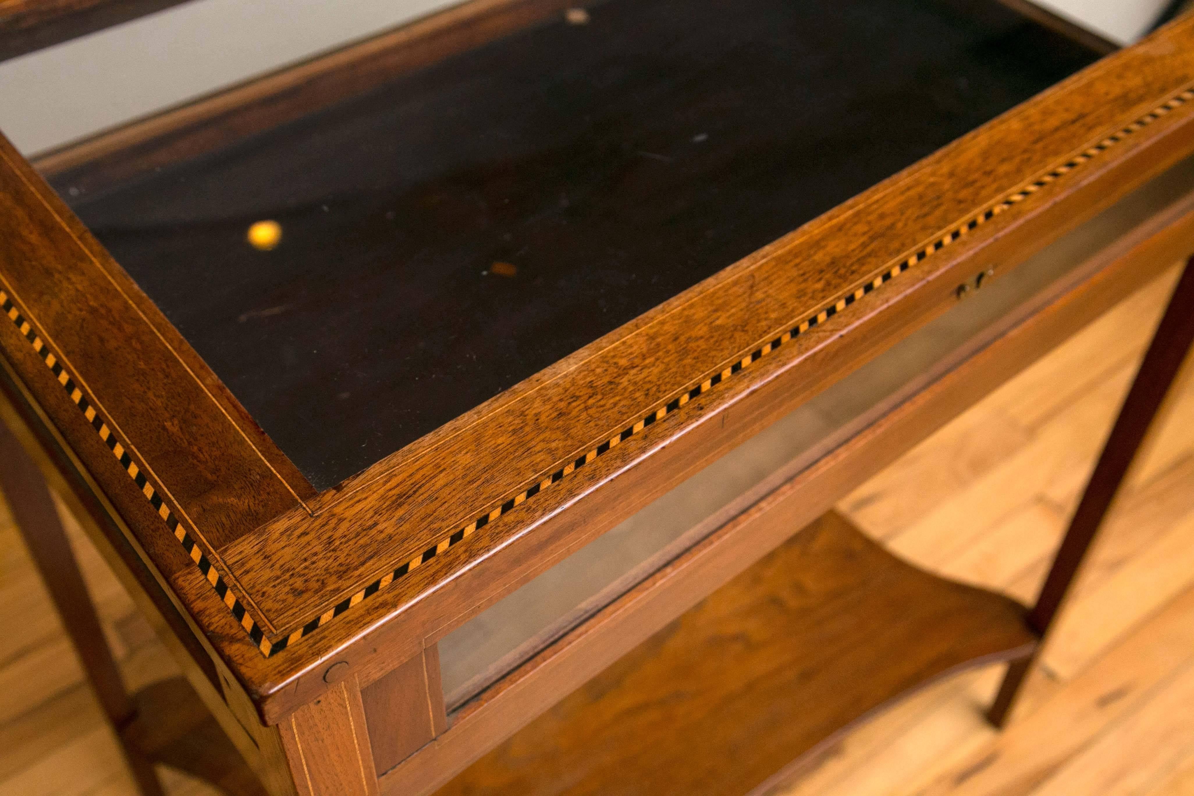 English Edwardian Marquetry Bijouterie / Display Table 