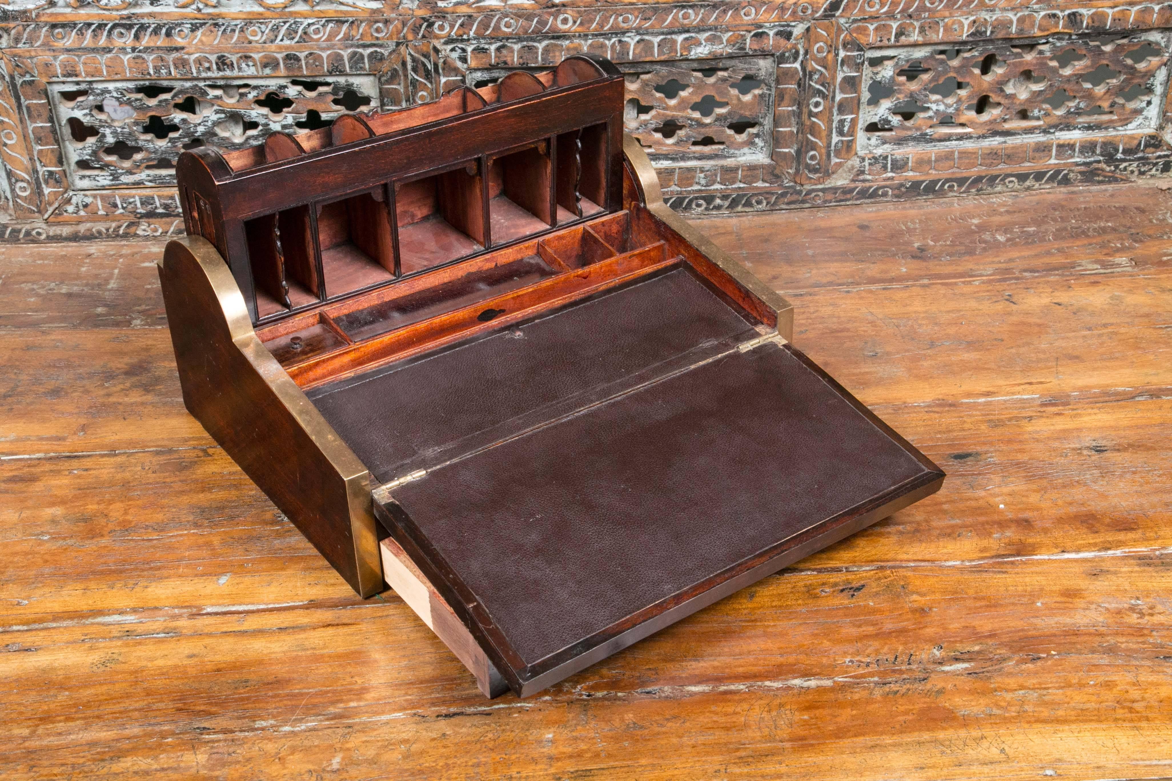 English Antique 1830 Wooden Tambour Campaign Lap Roll Top Desk