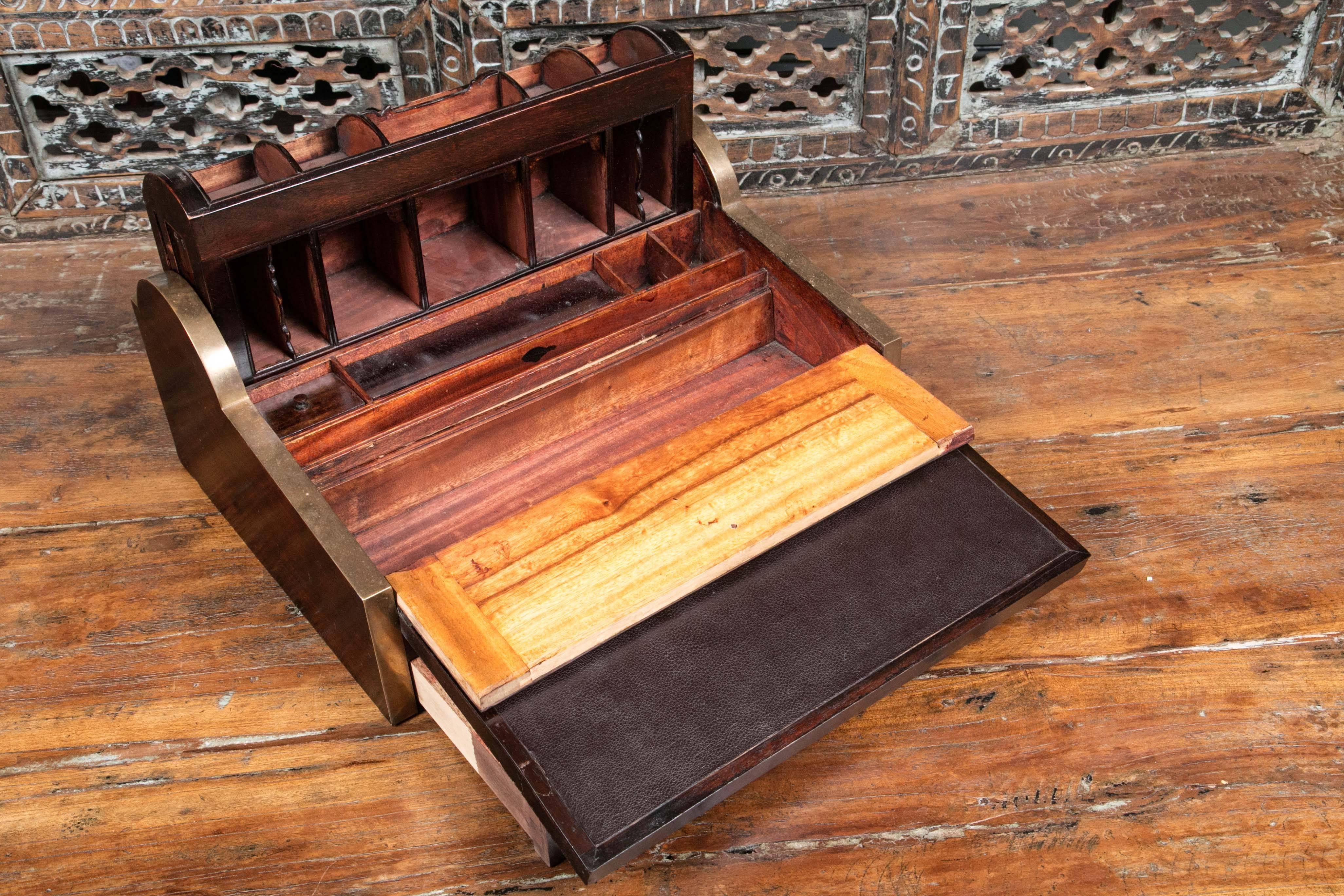 Mid-19th Century Antique 1830 Wooden Tambour Campaign Lap Roll Top Desk