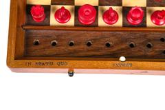 English 1870 Mahogany Chess Game Signed Jaques, London