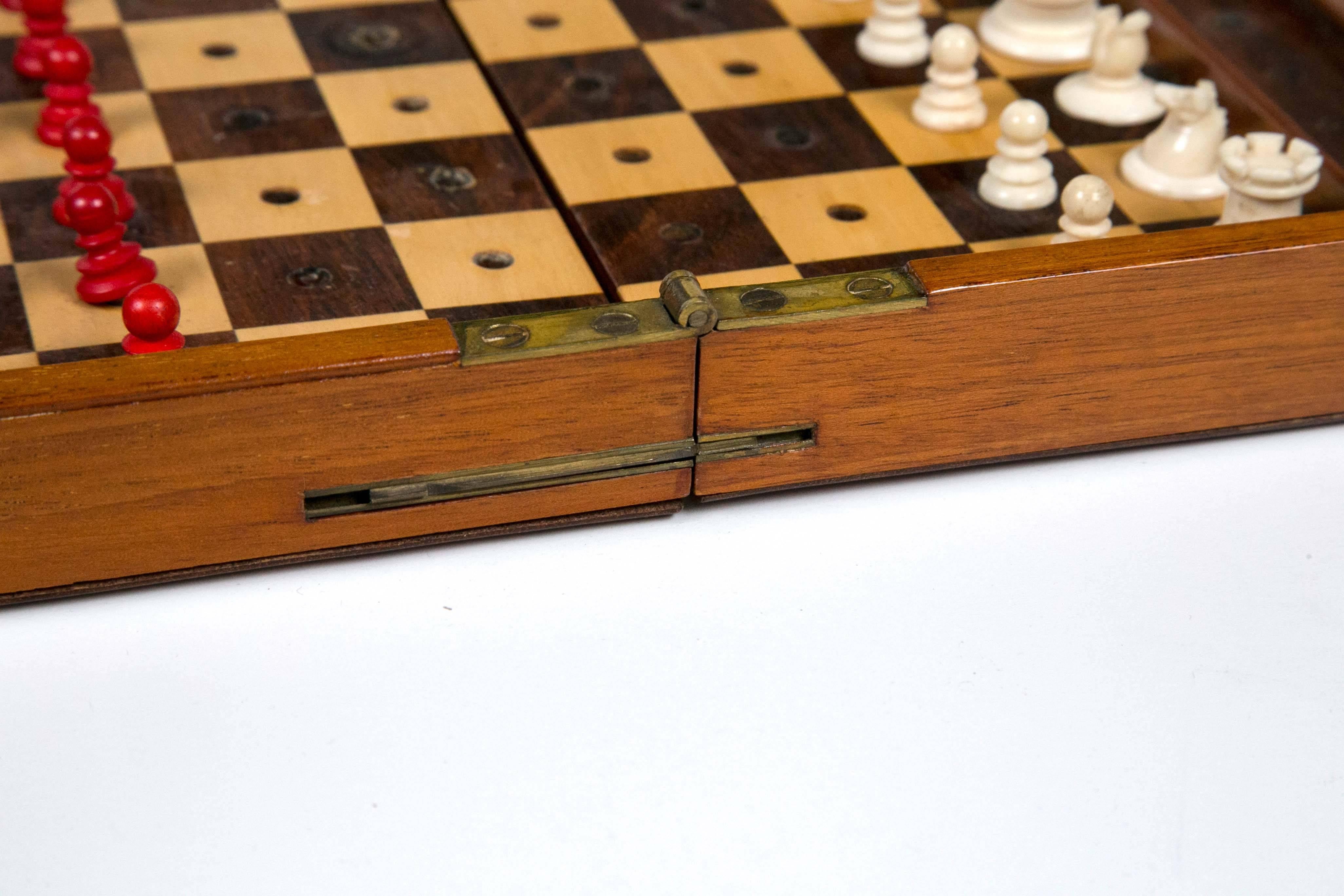 English 1870 Mahogany Chess Game Signed Jaques, London 1