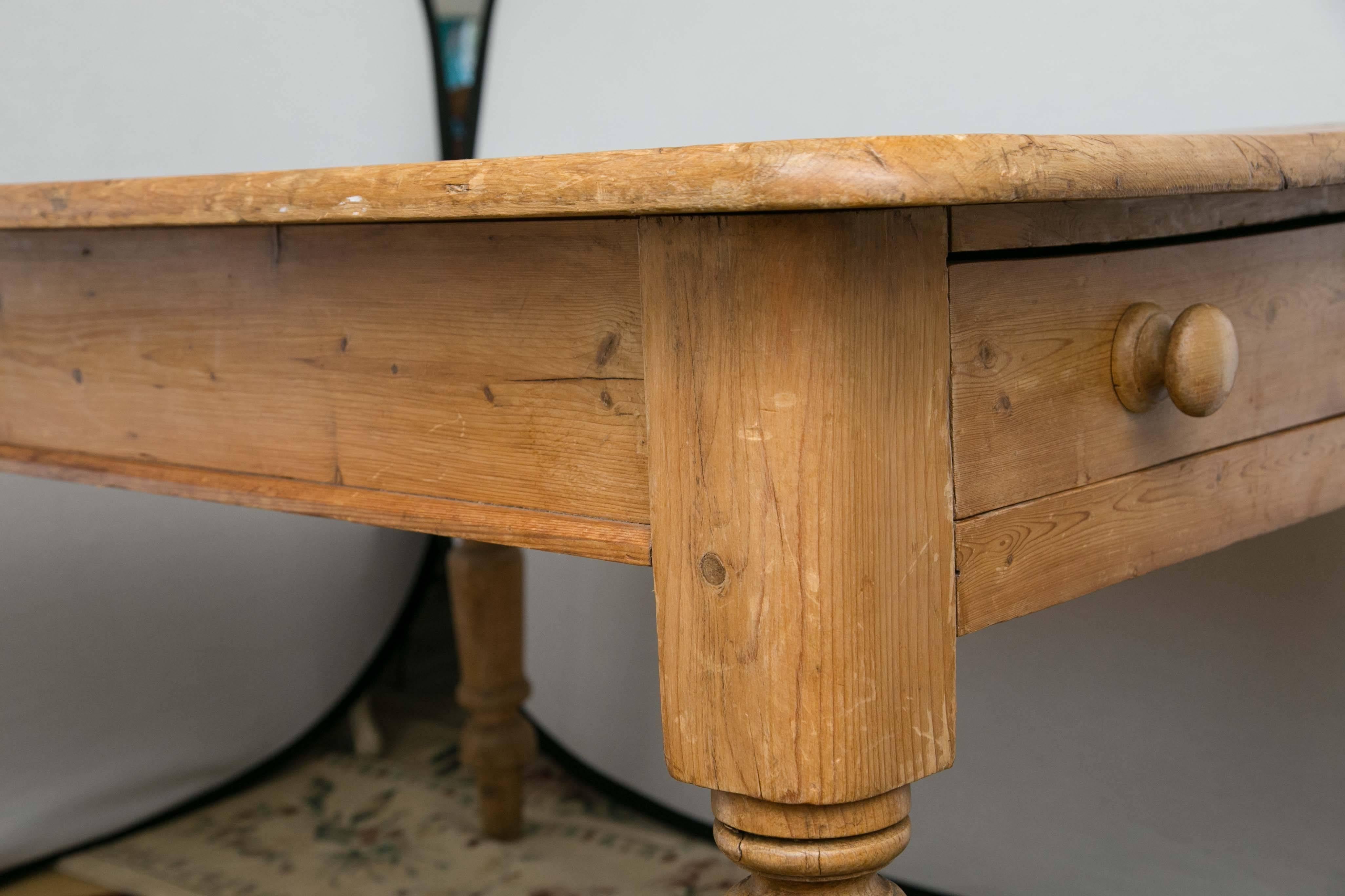 Fabulous Farm Table or Desk, Distressed Pine, Great Structure and Size 1