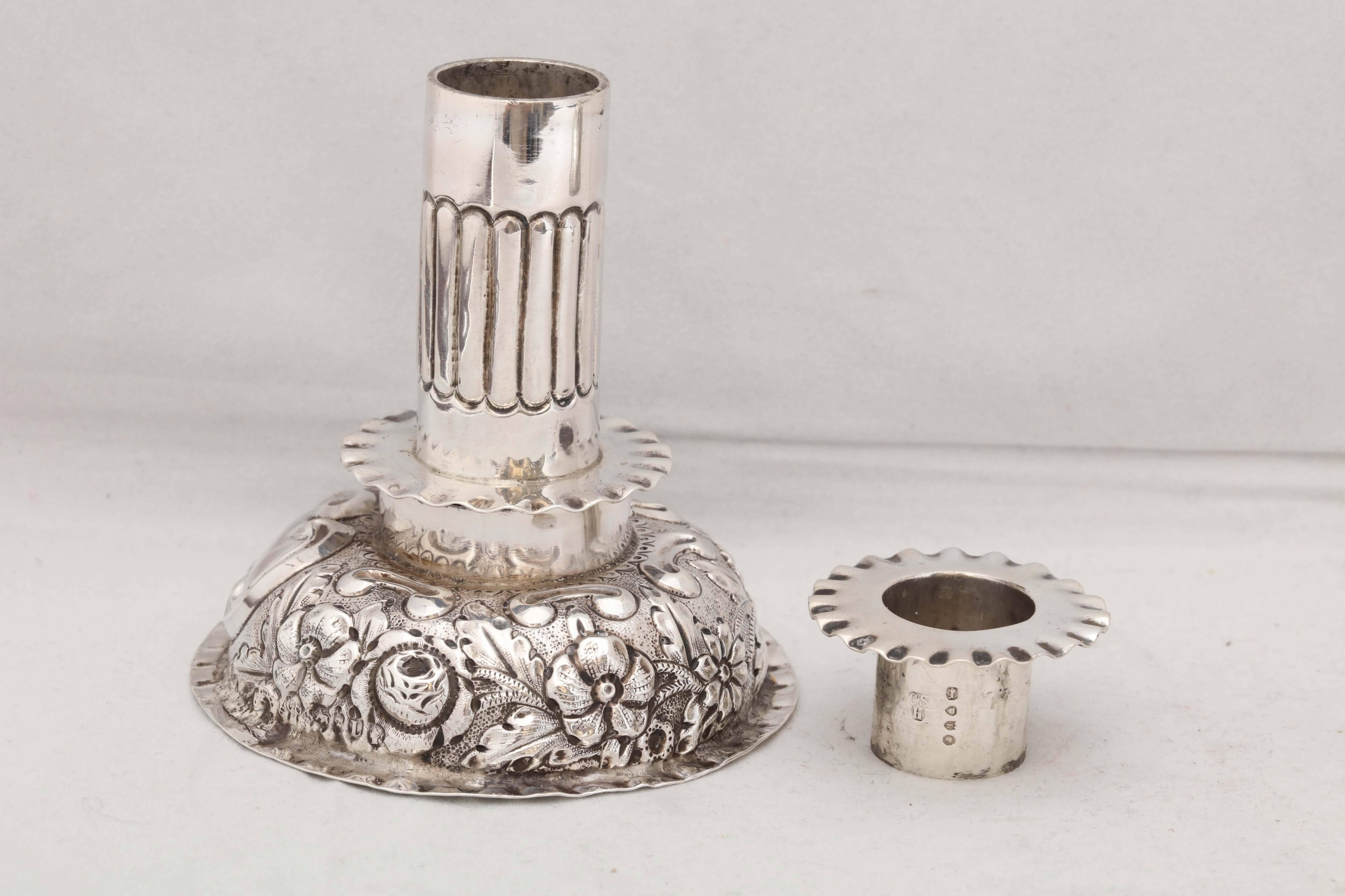 Pair of British Sterling Victorian Capstan Candlesticks in the European Style 2