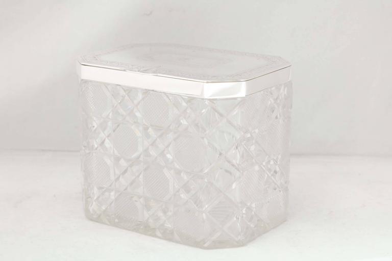 Victorian Period Hobnail-Cut Crystal Biscuit Barrel on Sheffield-Plated Stand For Sale 4