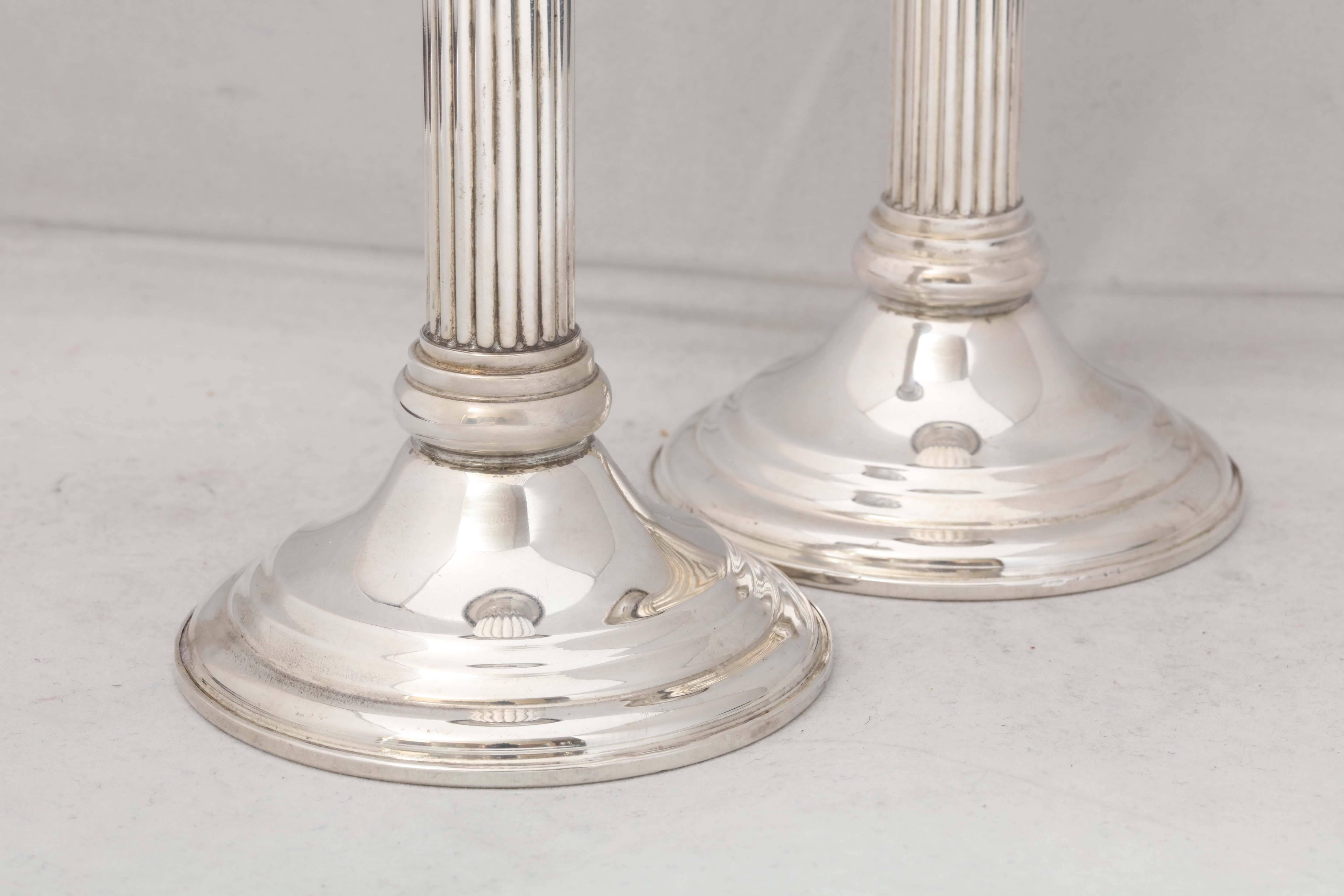 American Pair of Sterling Silver Neoclassical Candlesticks