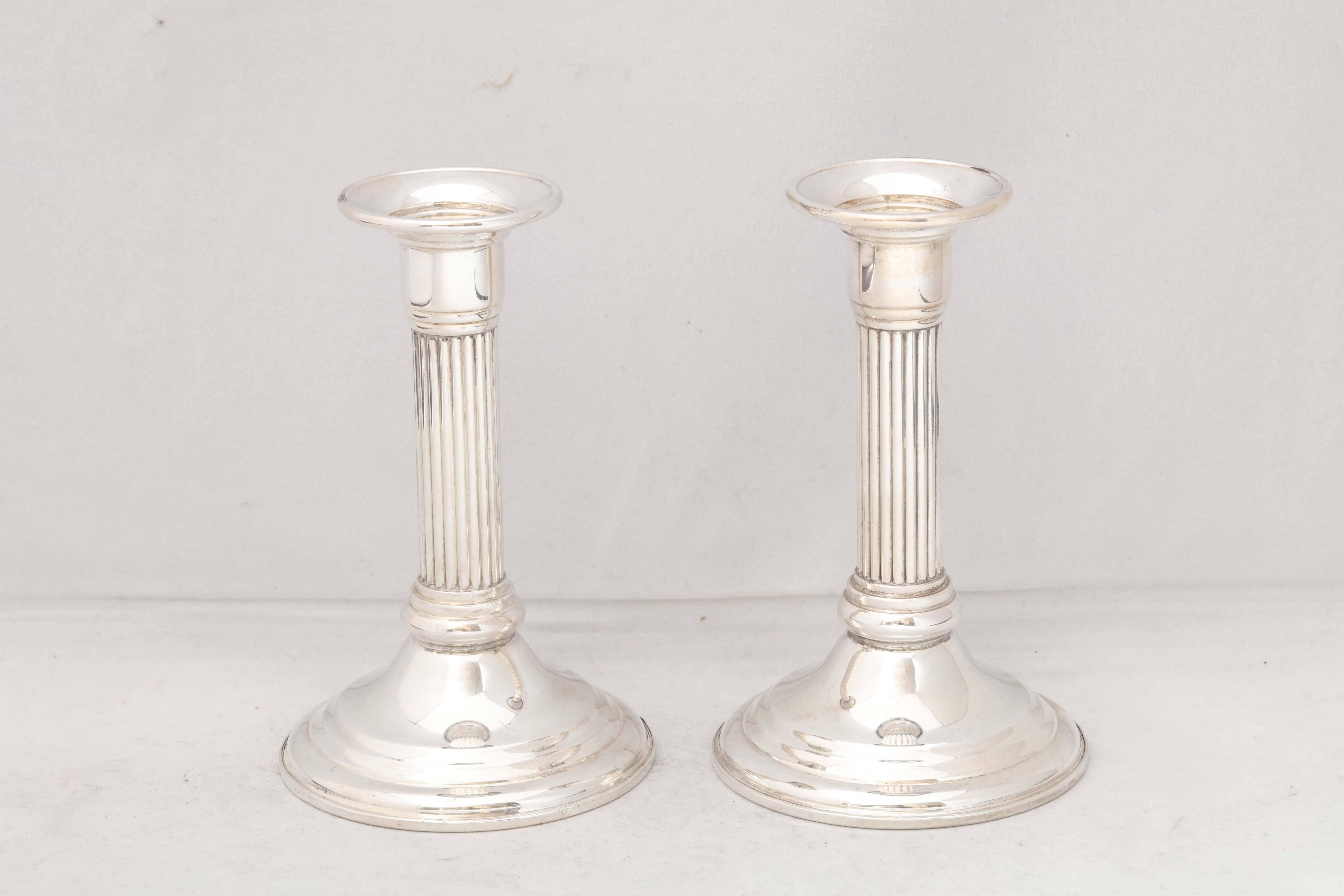 Pair of Sterling Silver Neoclassical Candlesticks 1