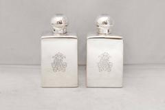 Pair of Edwardian, French All Sterling Silver Cologne Bottles
