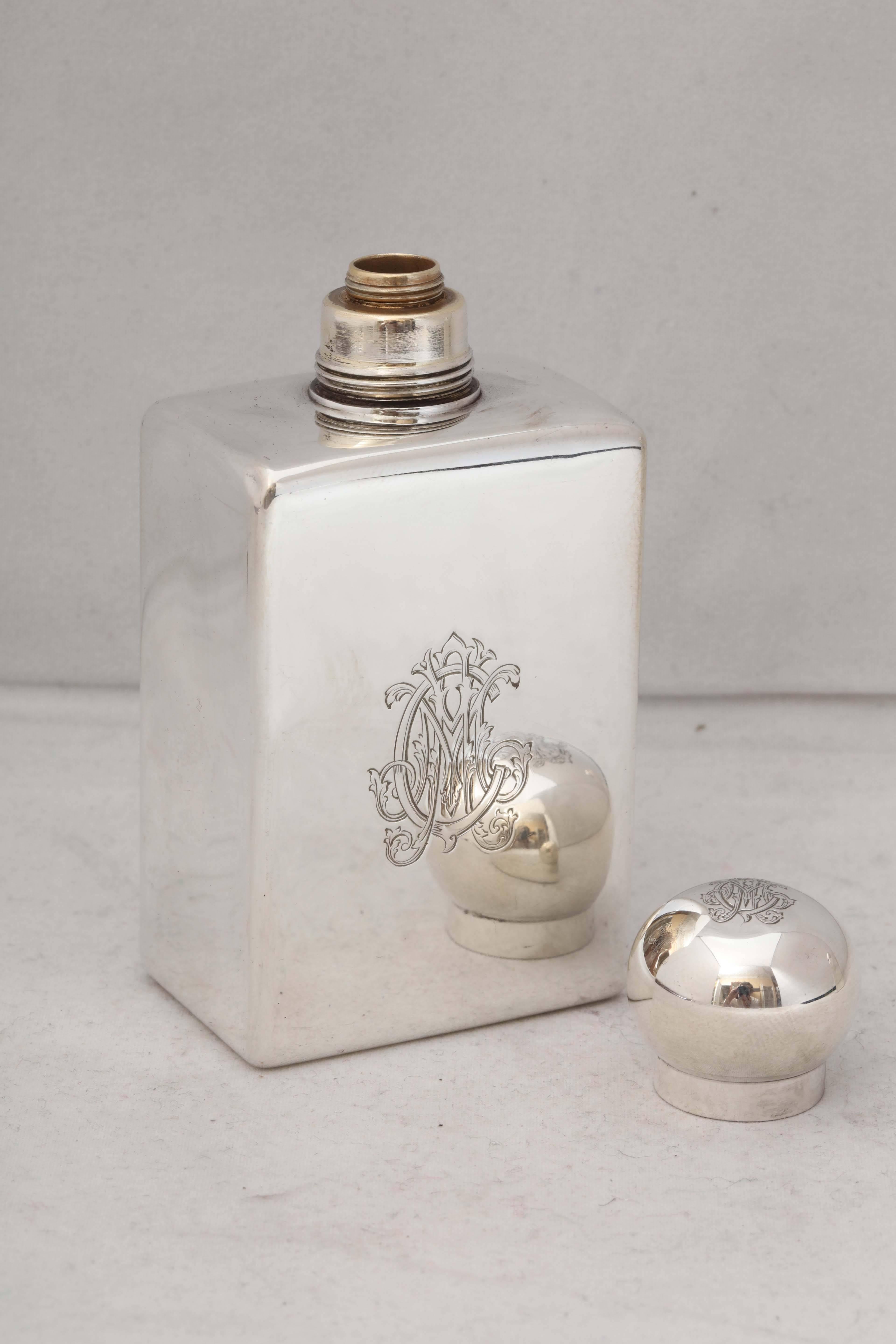 Pair of Edwardian, French All Sterling Silver Cologne Bottles 1