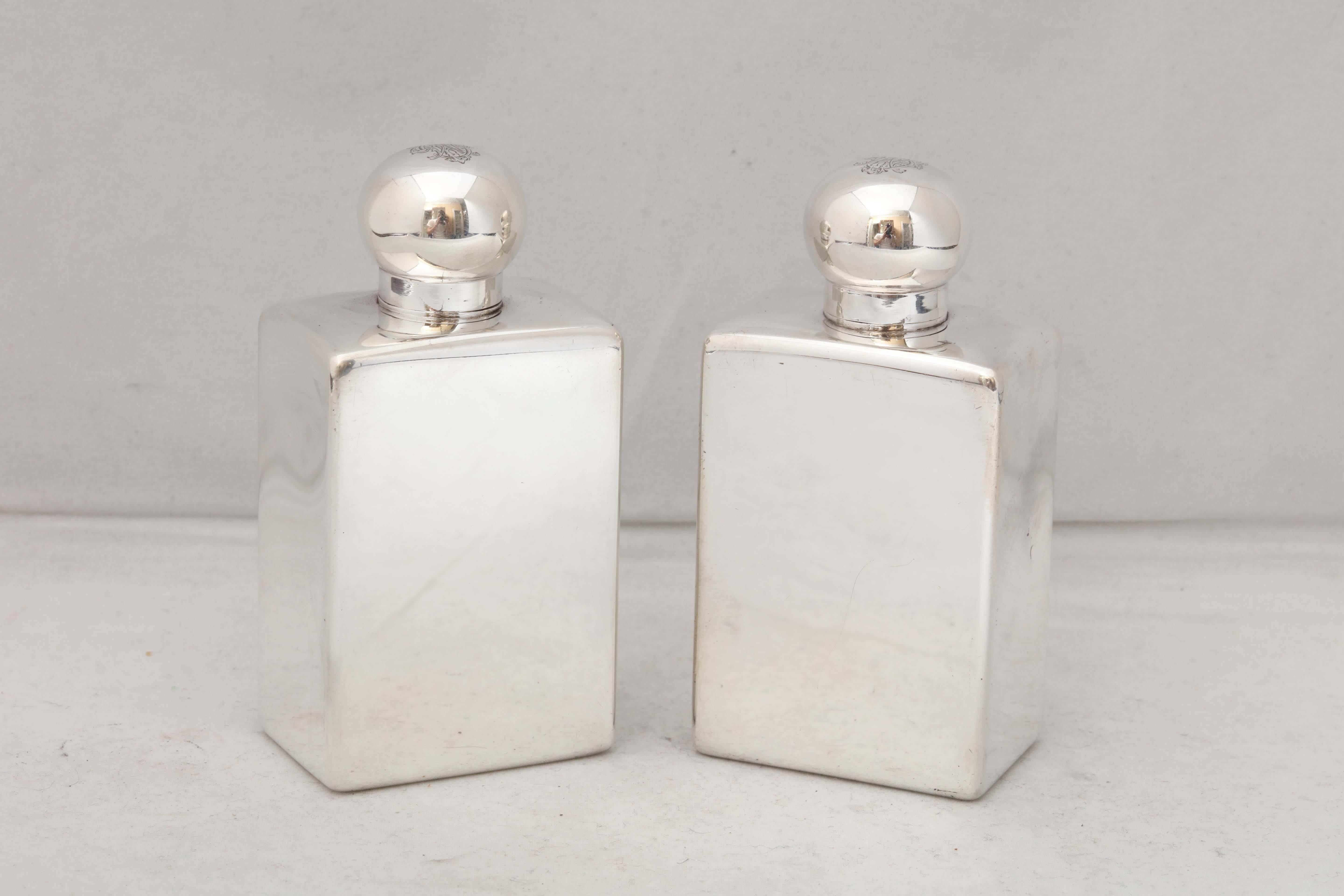 Pair of Edwardian, French All Sterling Silver Cologne Bottles 2
