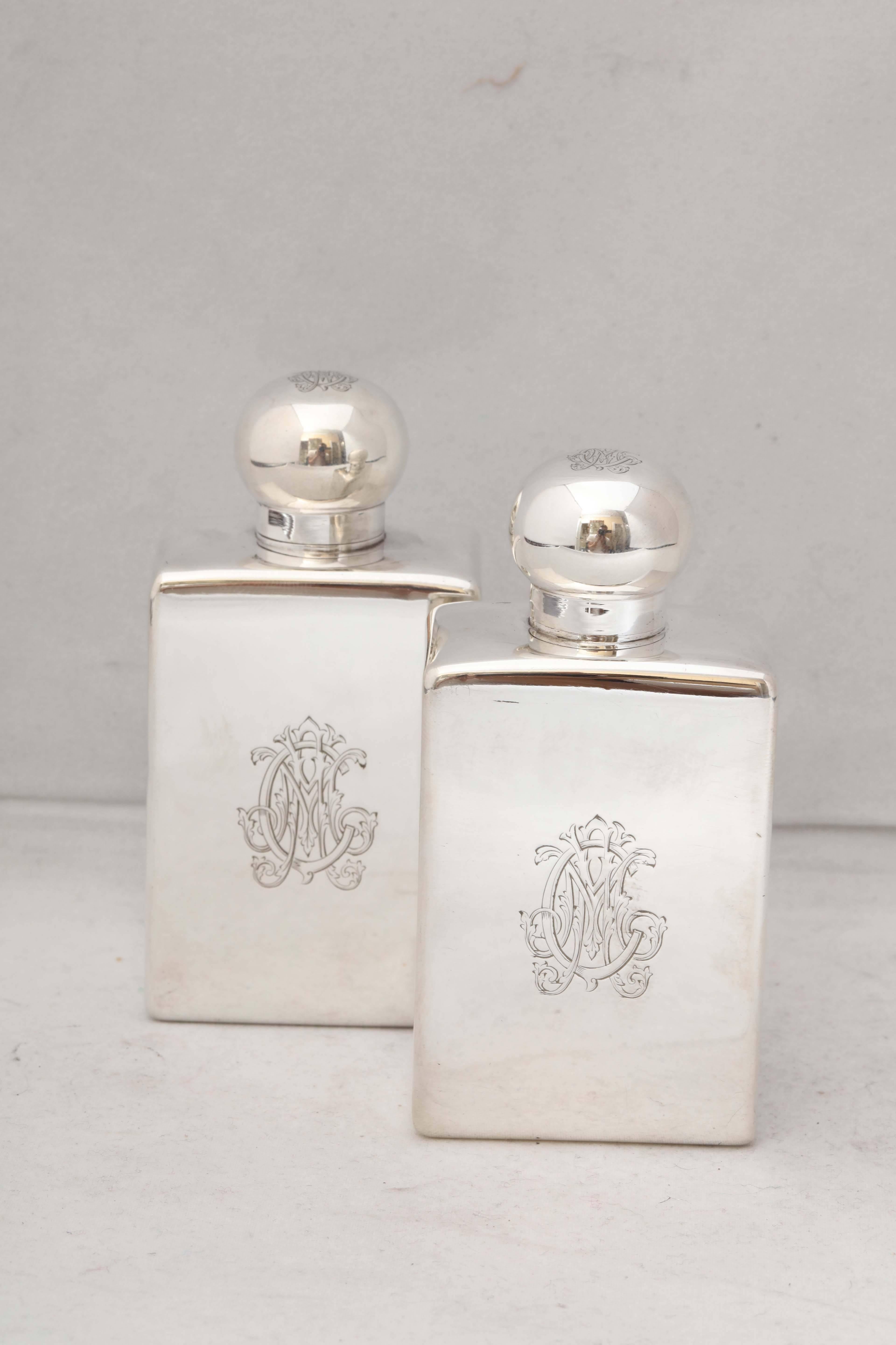 Pair of Edwardian, French All Sterling Silver Cologne Bottles 5