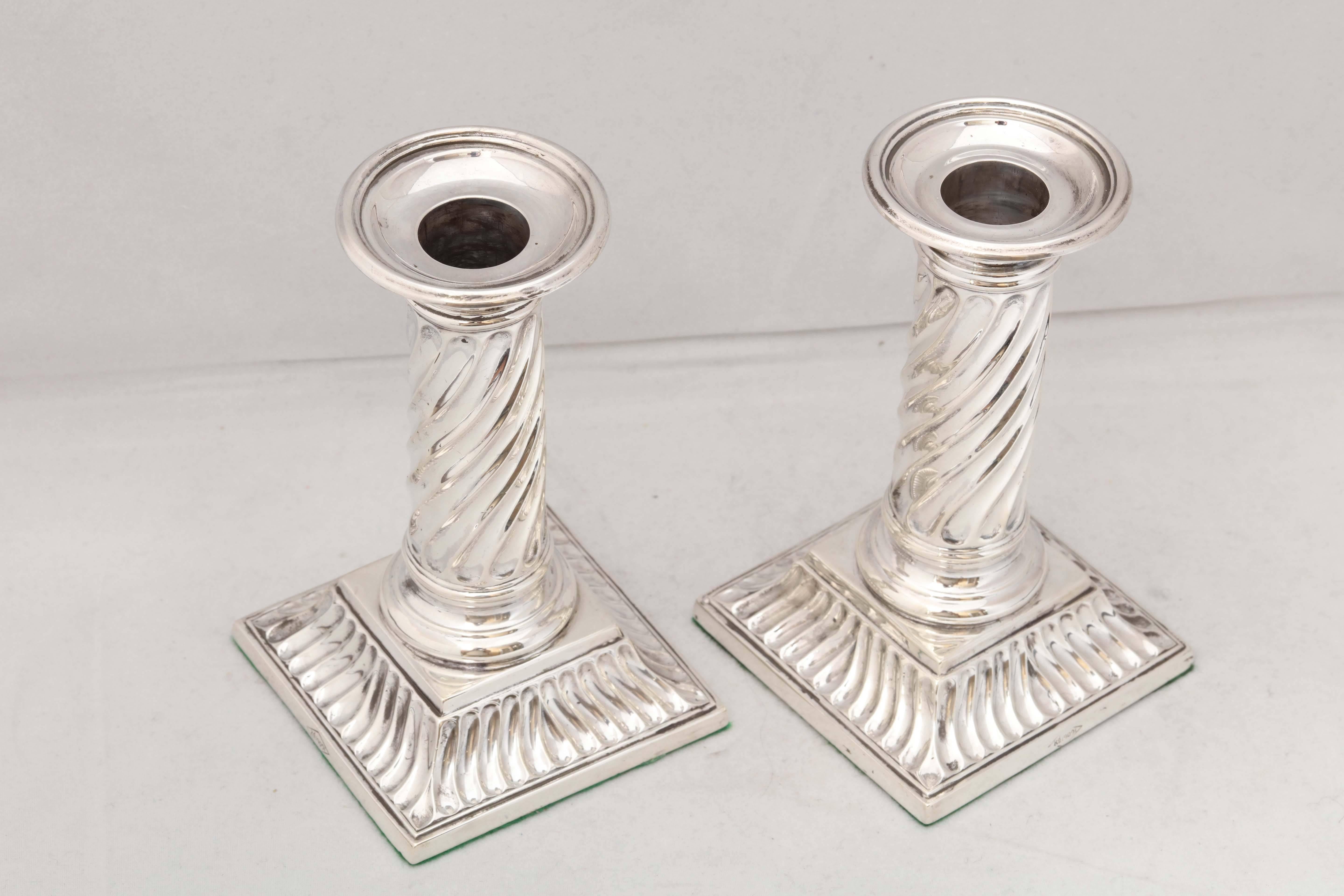 Pair of Victorian Sterling Silver Neoclassical Column Form Candlesticks 3