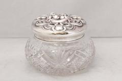 Fabulous Rare Large Art Nouveau Sterling Silver-Mounted Unger Bros Powder Jar