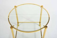 Pair of French, 1960s Glass and Brass Side Tables