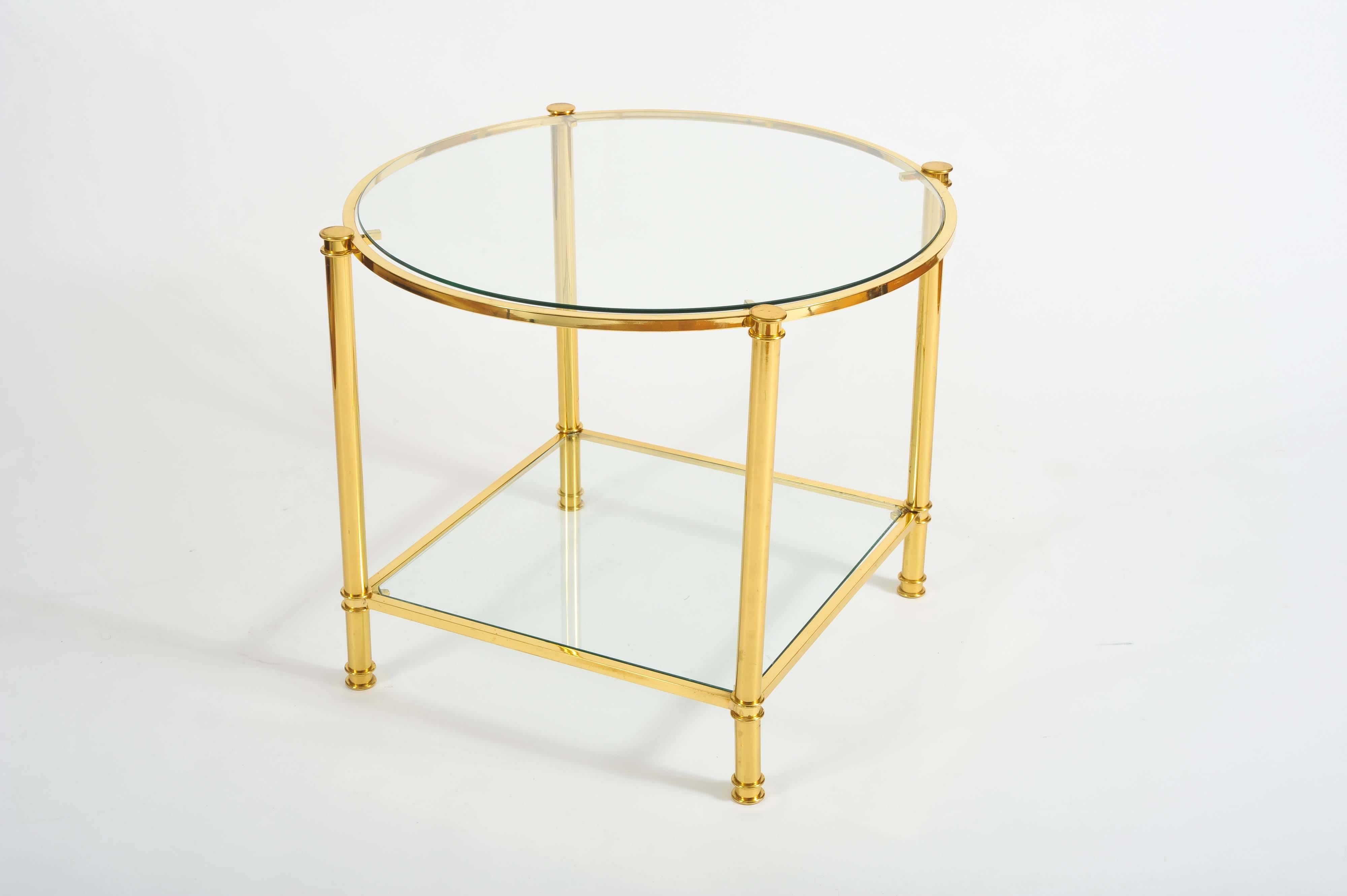 Pair of French, 1960s Glass and Brass Side Tables In Excellent Condition In London, GB