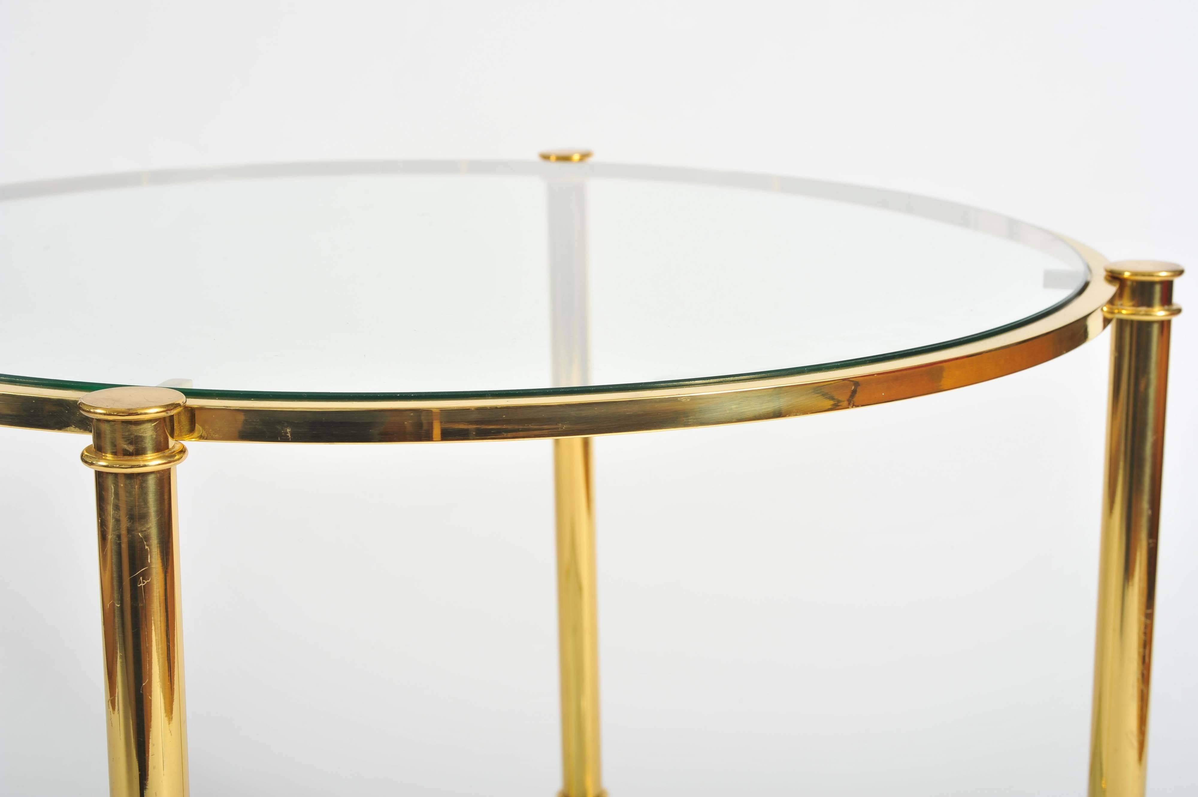 Pair of French, 1960s Glass and Brass Side Tables 2