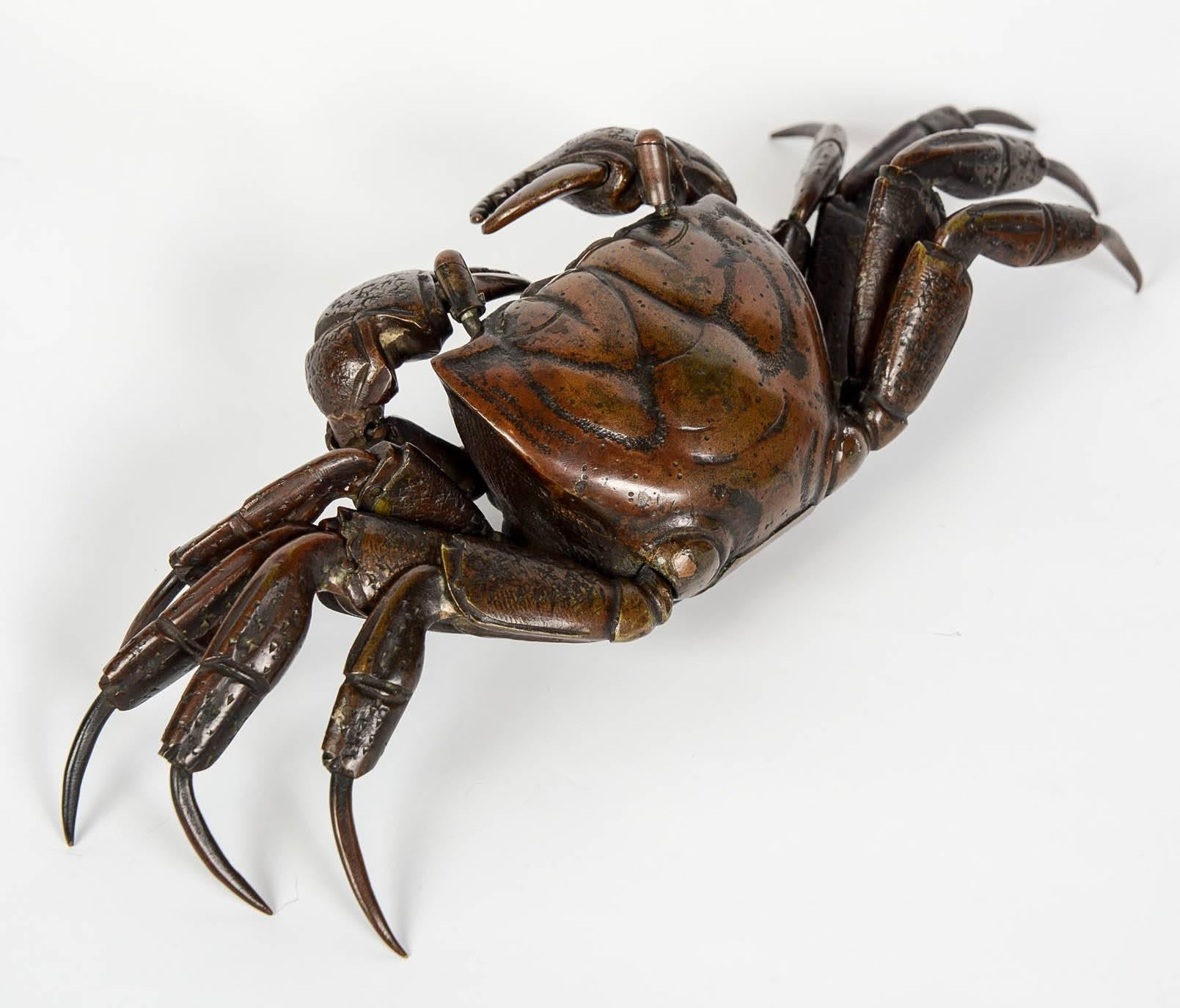 Japanese Meiji Articulated Bronze Crab 'Jizaï'