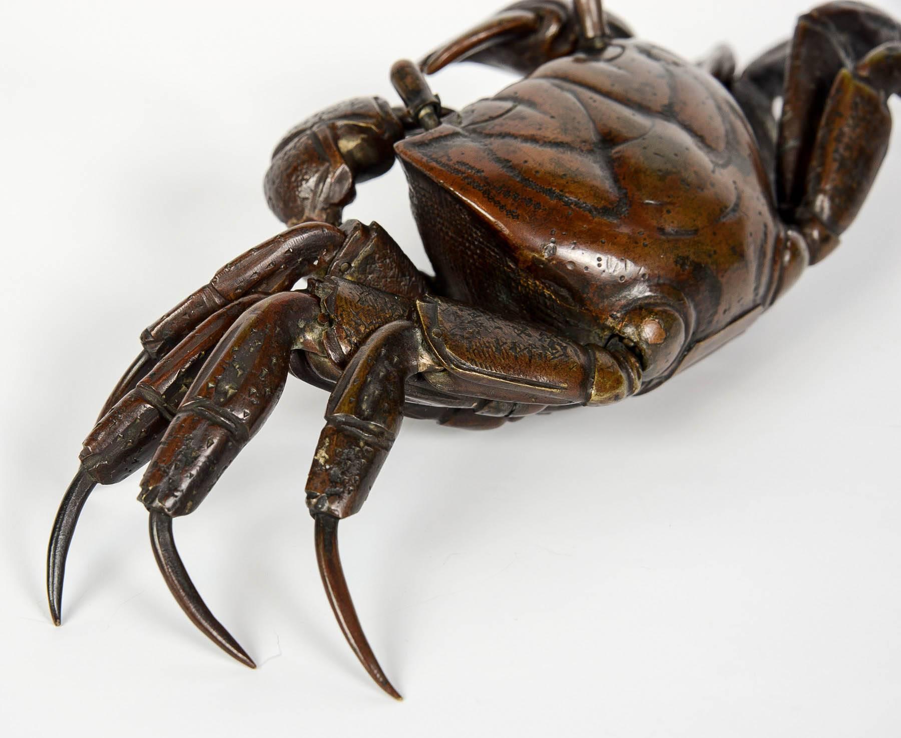Meiji Articulated Bronze Crab 'Jizaï' In Excellent Condition In Paris, FR