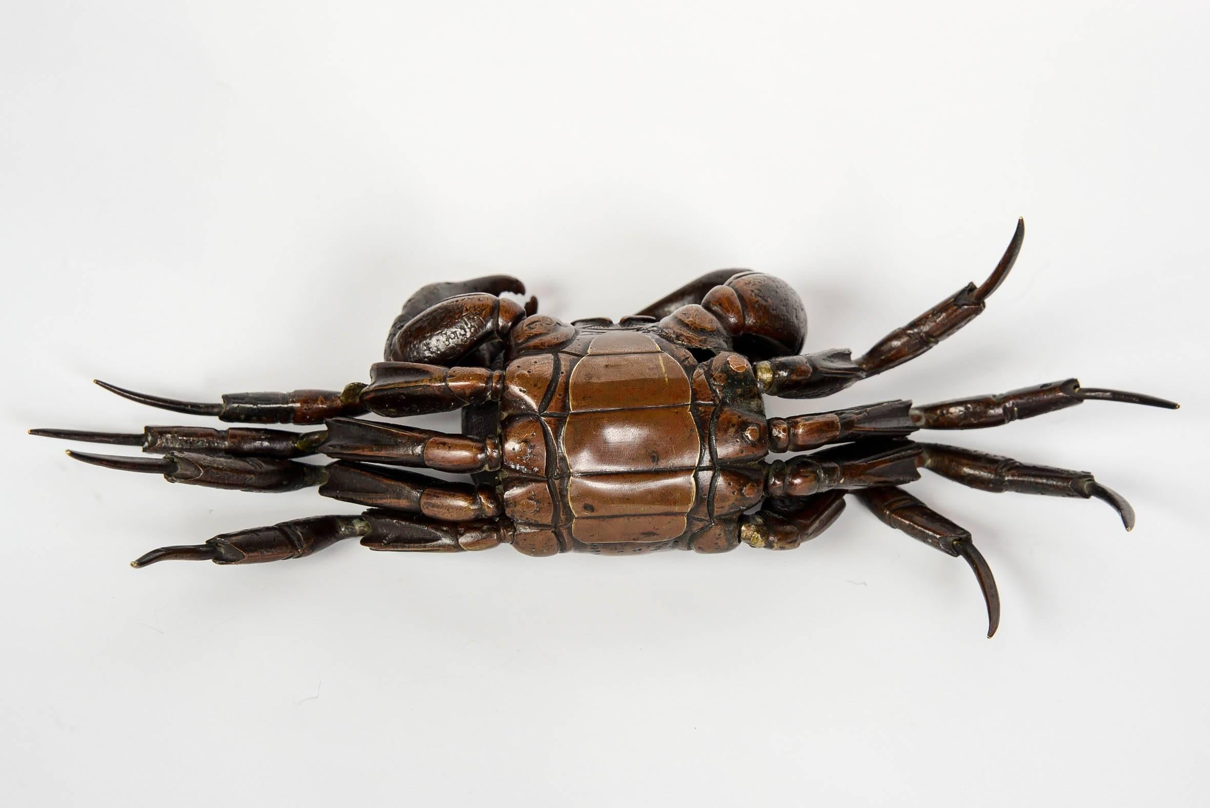 Late 19th Century Meiji Articulated Bronze Crab 'Jizaï'