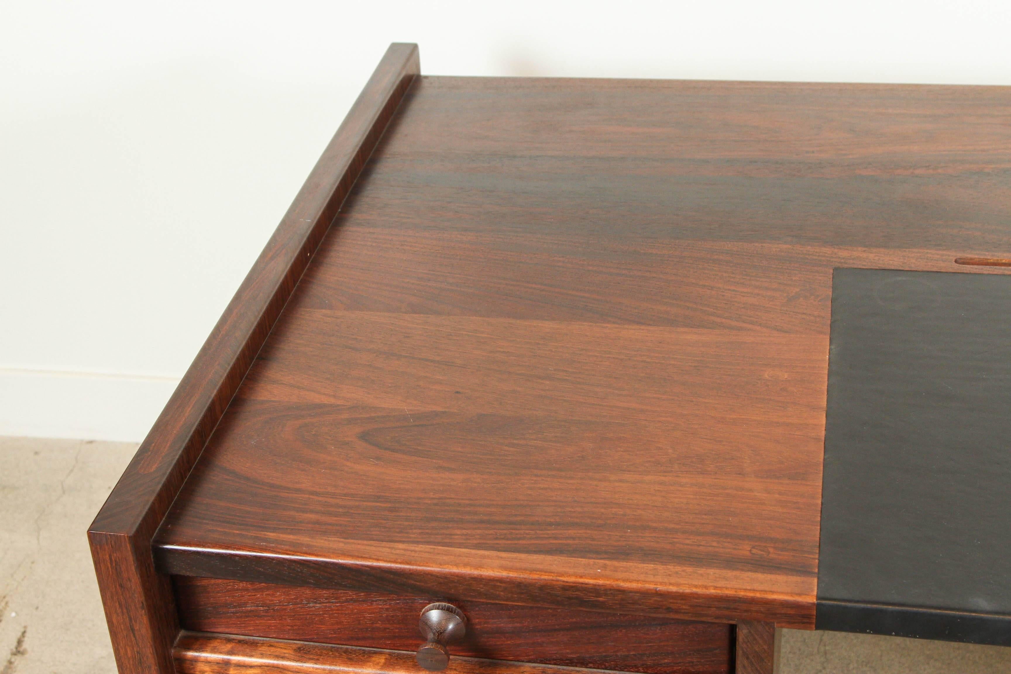 American Solid Walnut and Leather Desk by John Nyquist