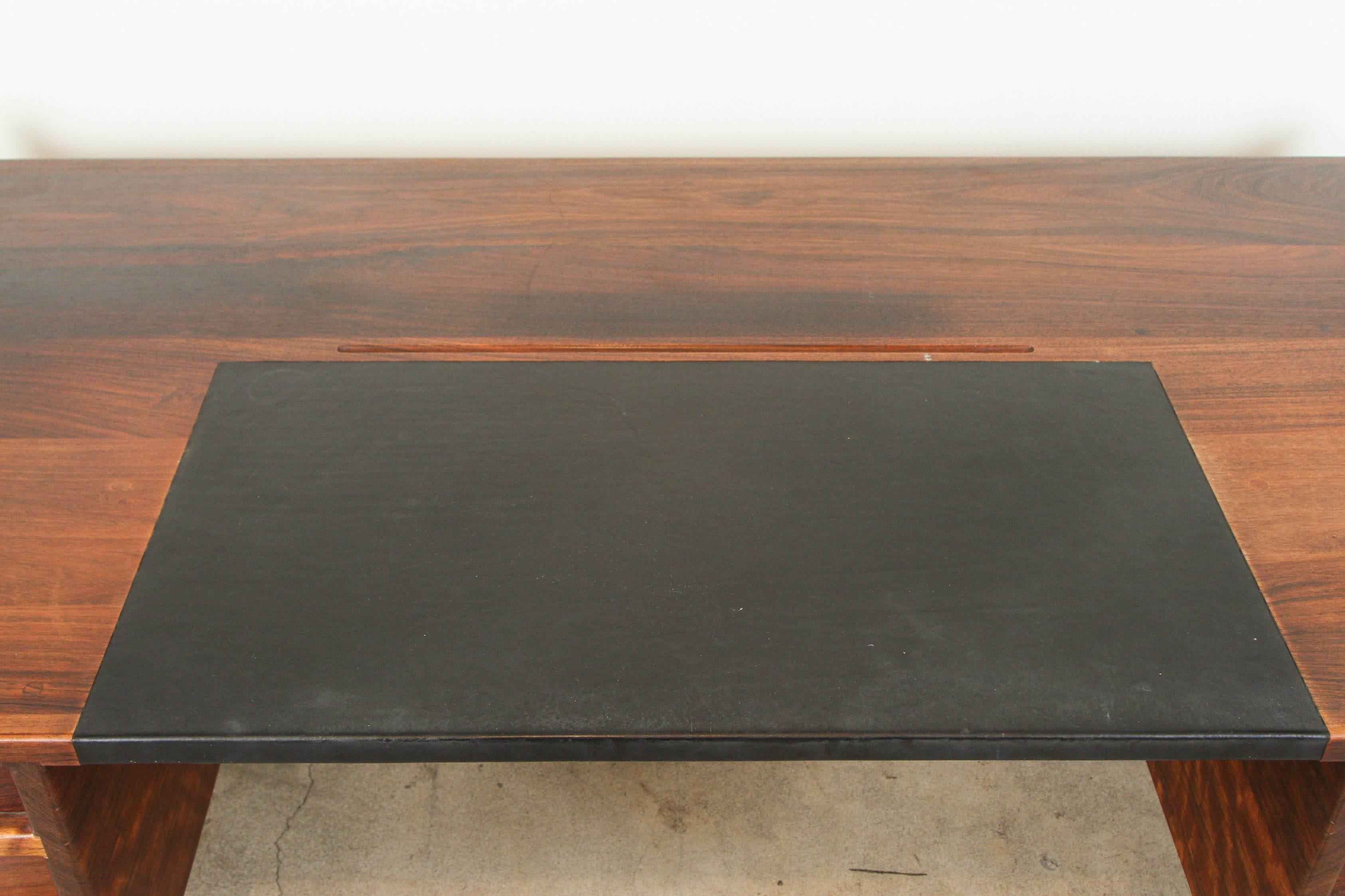 Solid Walnut and Leather Desk by John Nyquist In Excellent Condition In Los Angeles, CA