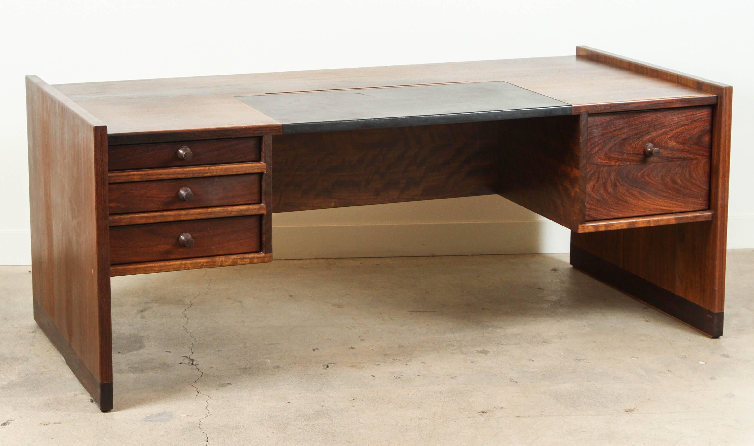 Solid Walnut and Leather Desk by John Nyquist 3