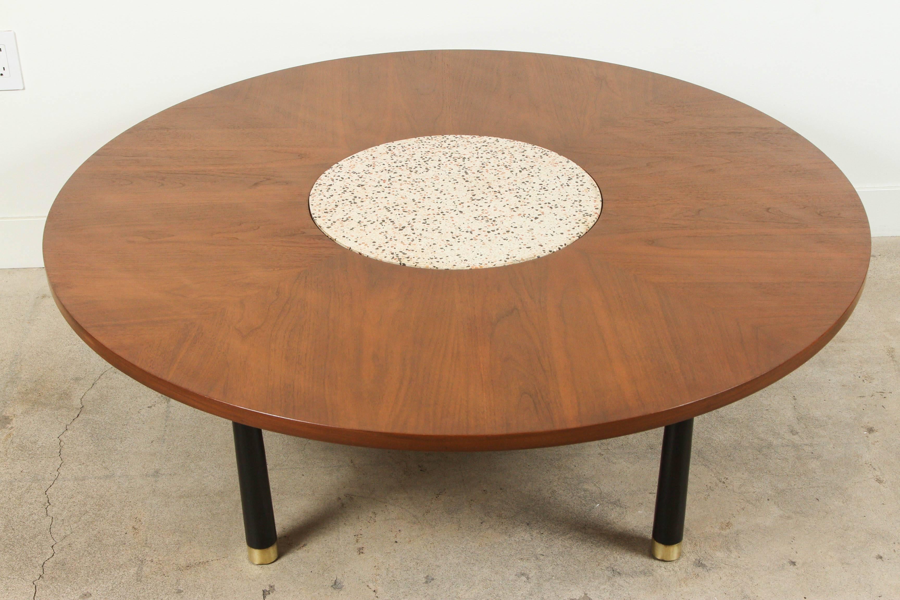 American Terrazzo and Walnut Coffee Table by Harvey Probber