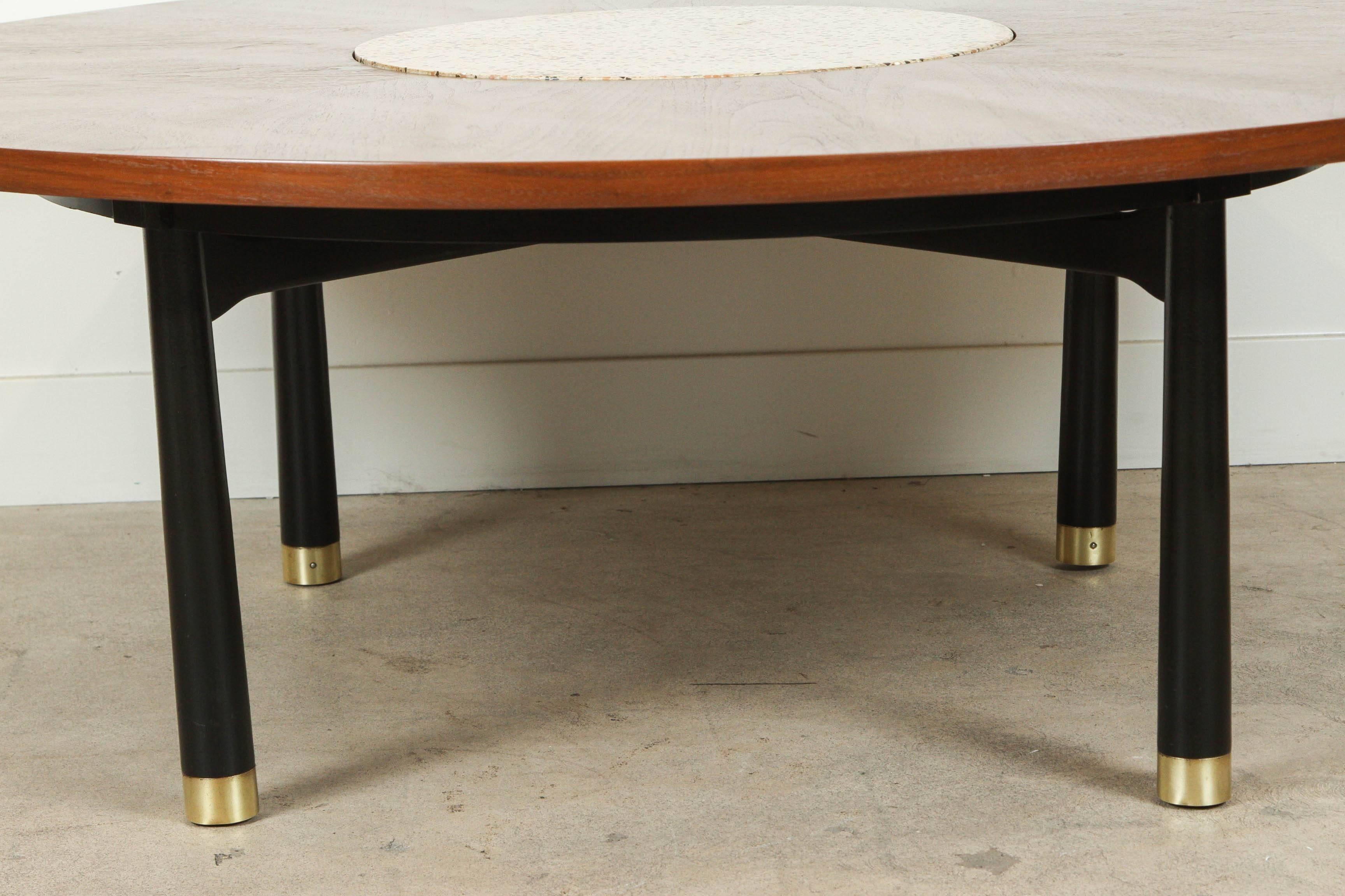 Mid-20th Century Terrazzo and Walnut Coffee Table by Harvey Probber