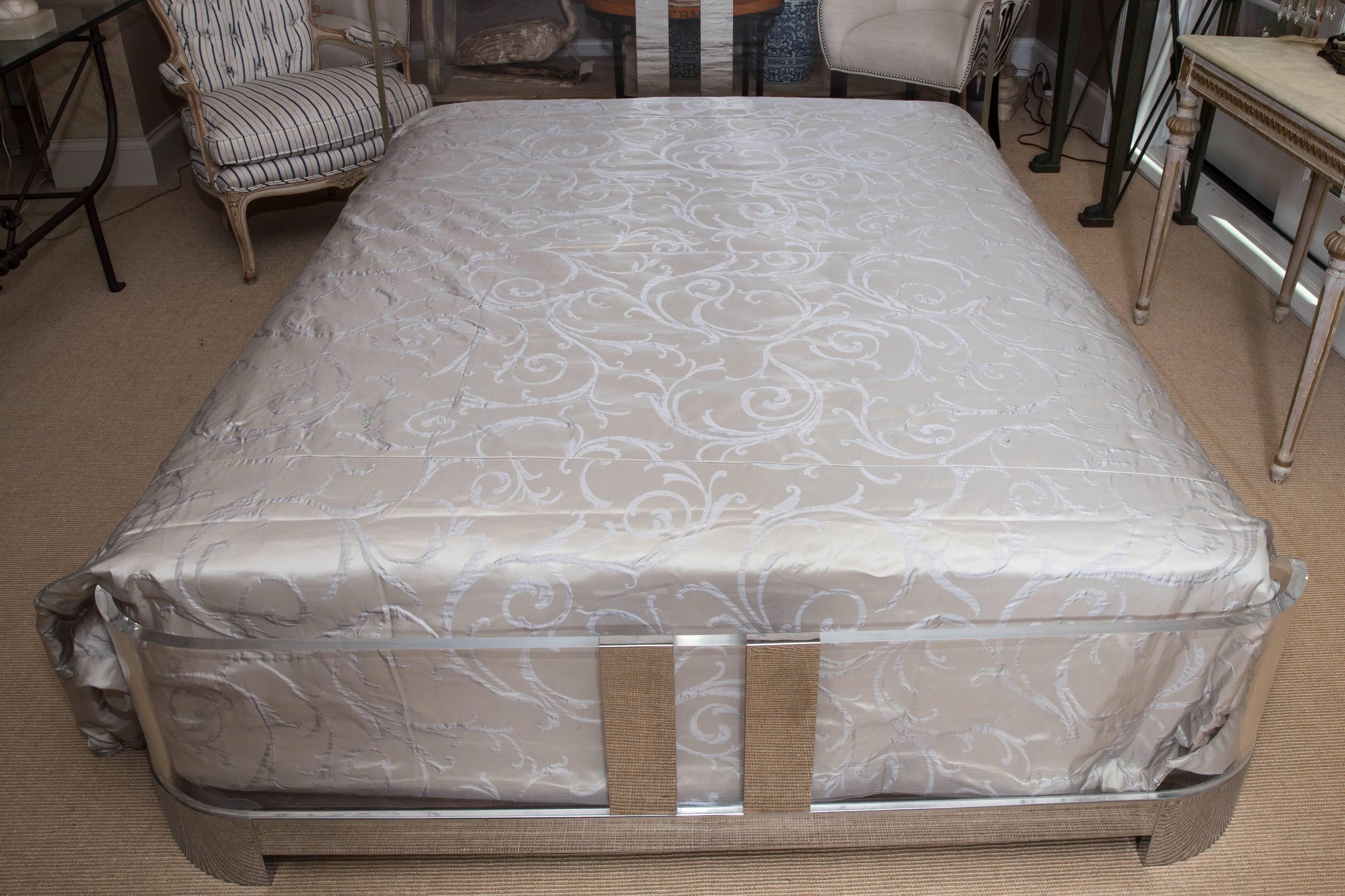 Mid-Century Queen-Size Lucite and Nickel Bed by Charles Hollis Jones 4