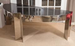 Fabulous Mid-Century Polished Steel Desk with Black Marble Top by Leon Rosen