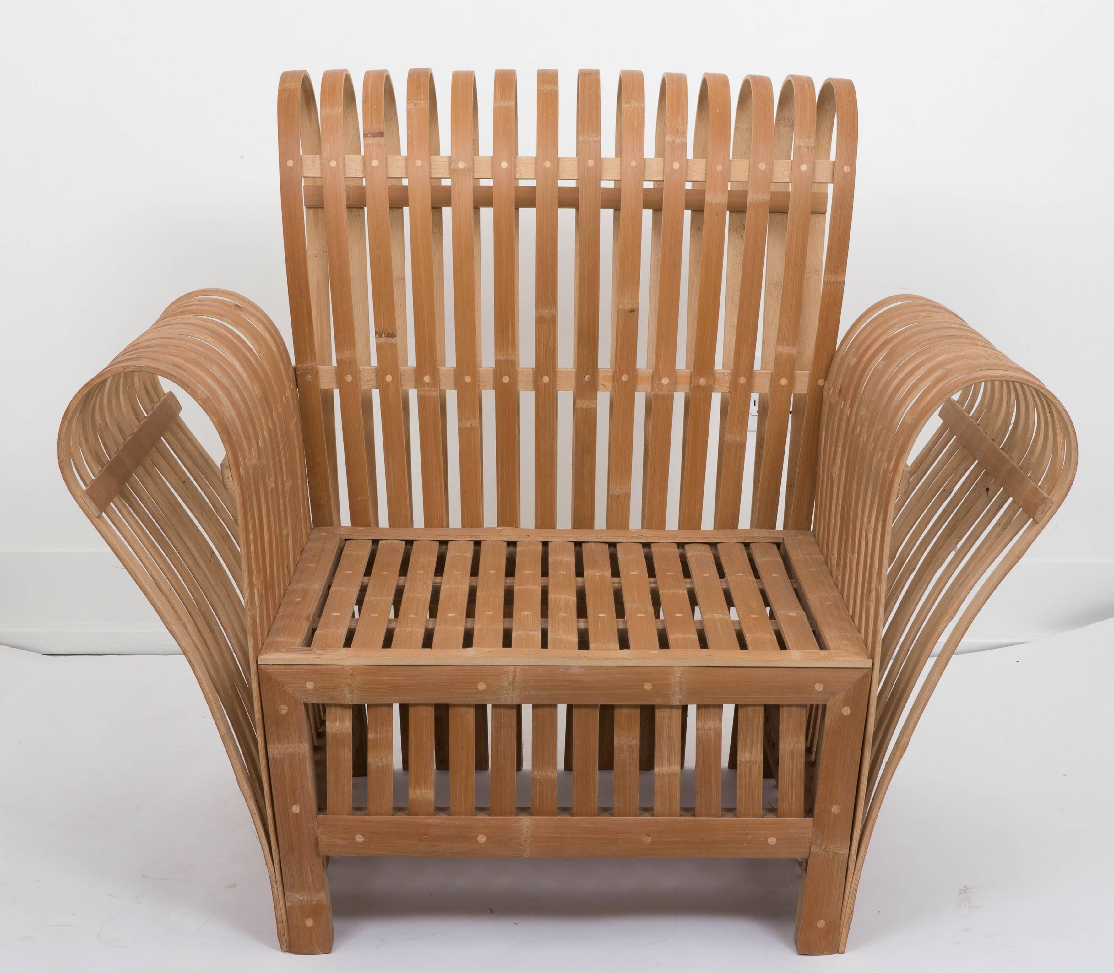 Molded bamboo lounge chair in the style of Jeff Dah-Yue Sh.