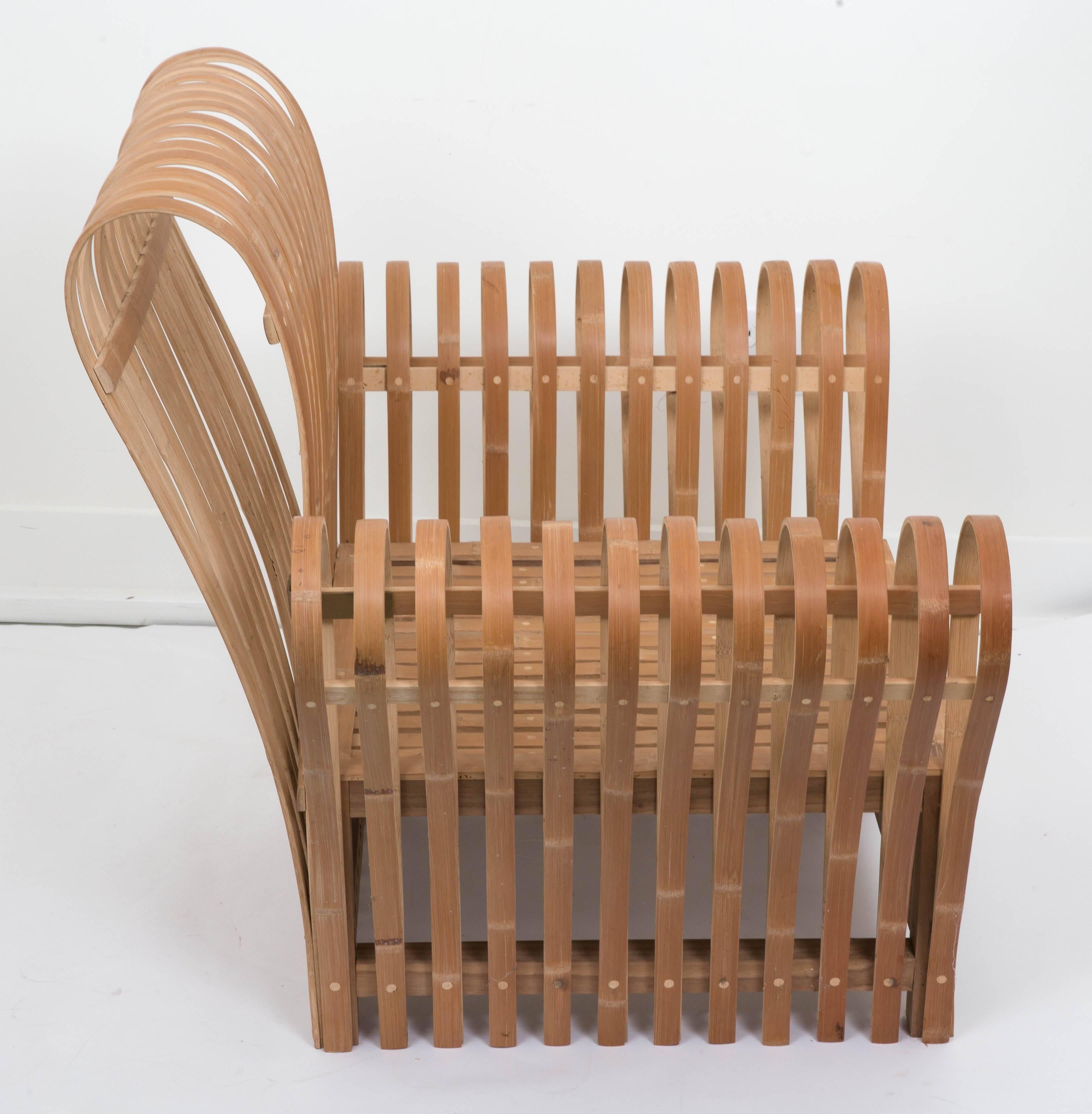 Contemporary Bamboo Slat Lounge Chair For Sale