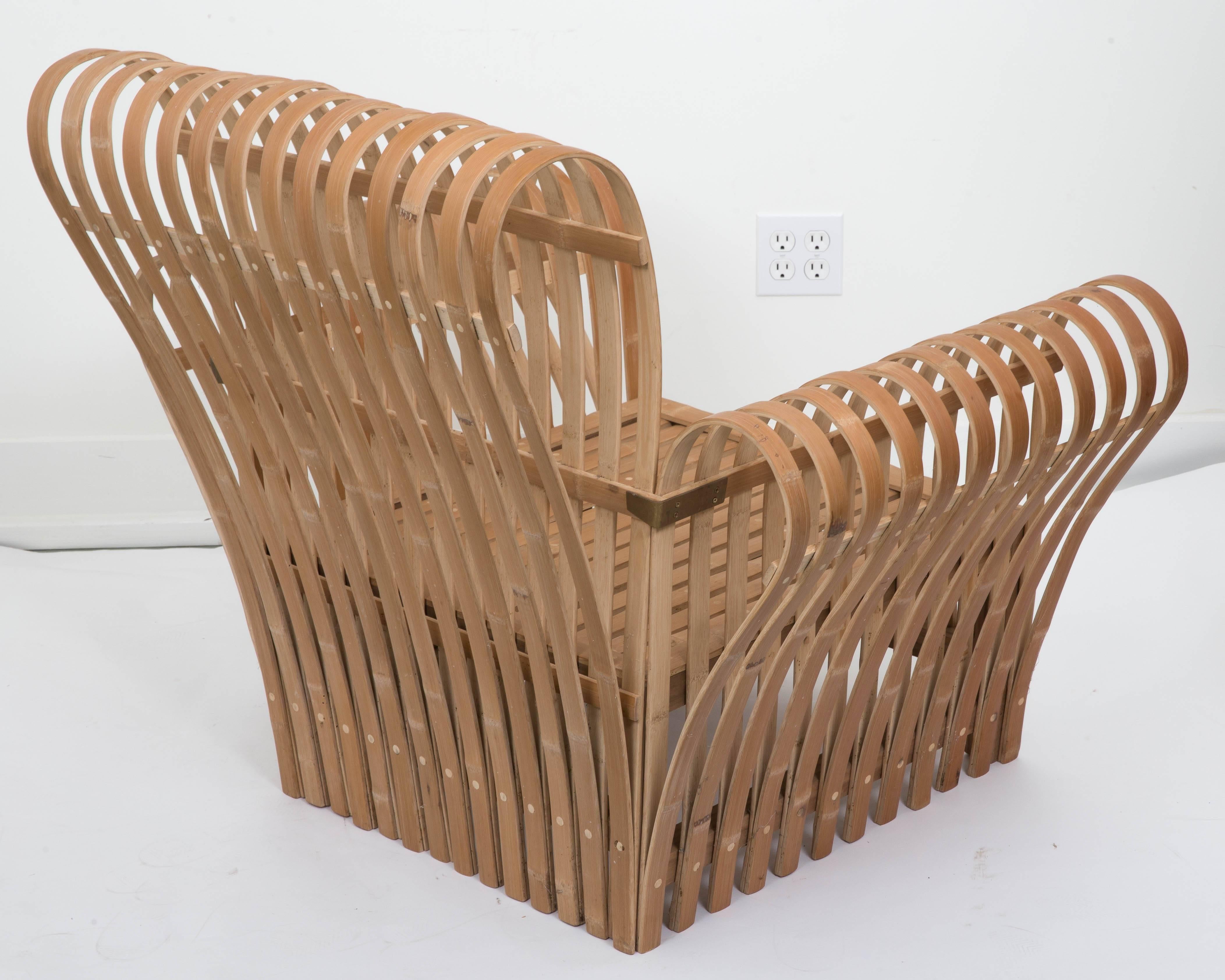 Bamboo Slat Lounge Chair For Sale 1