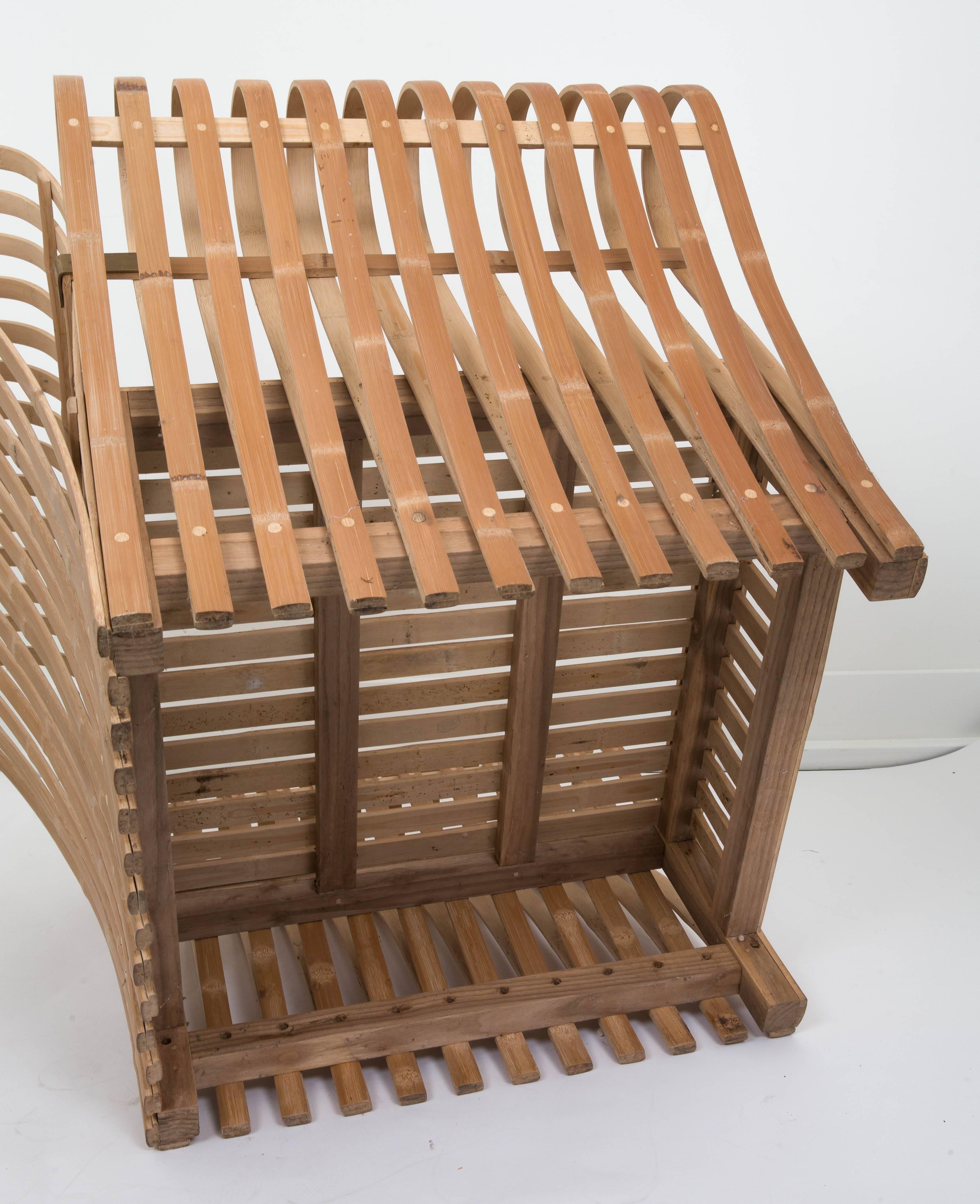 Bamboo Slat Lounge Chair For Sale 4