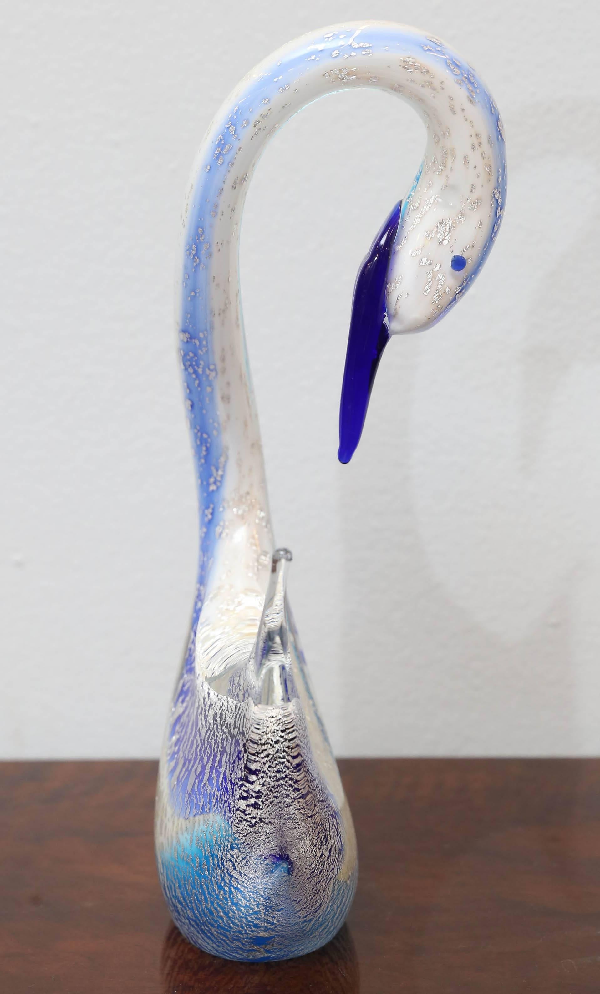 20th Century Murano Blue Swan Figure