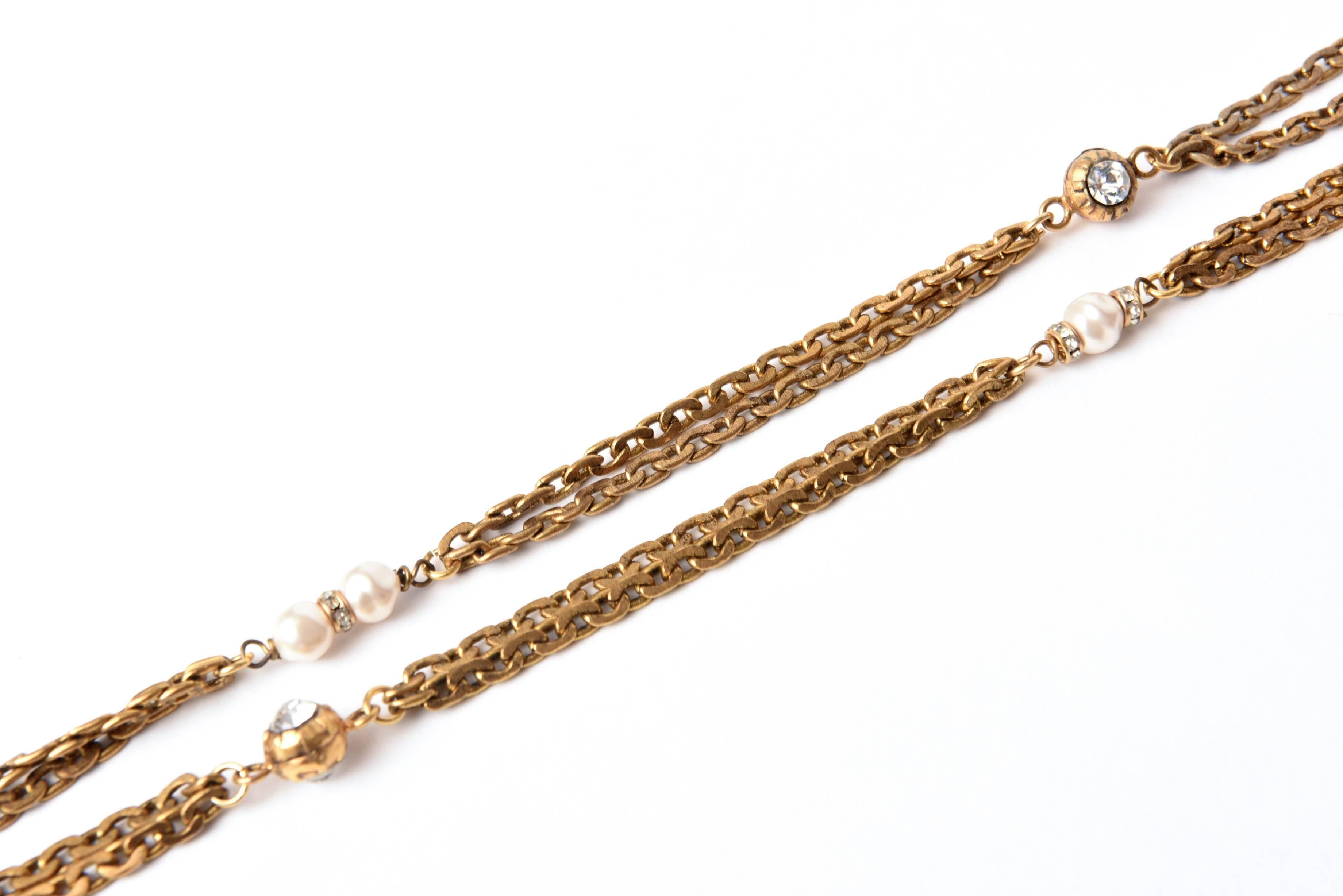 French Vintage Chanel Necklace, Faux Pearl, Long and Impressive