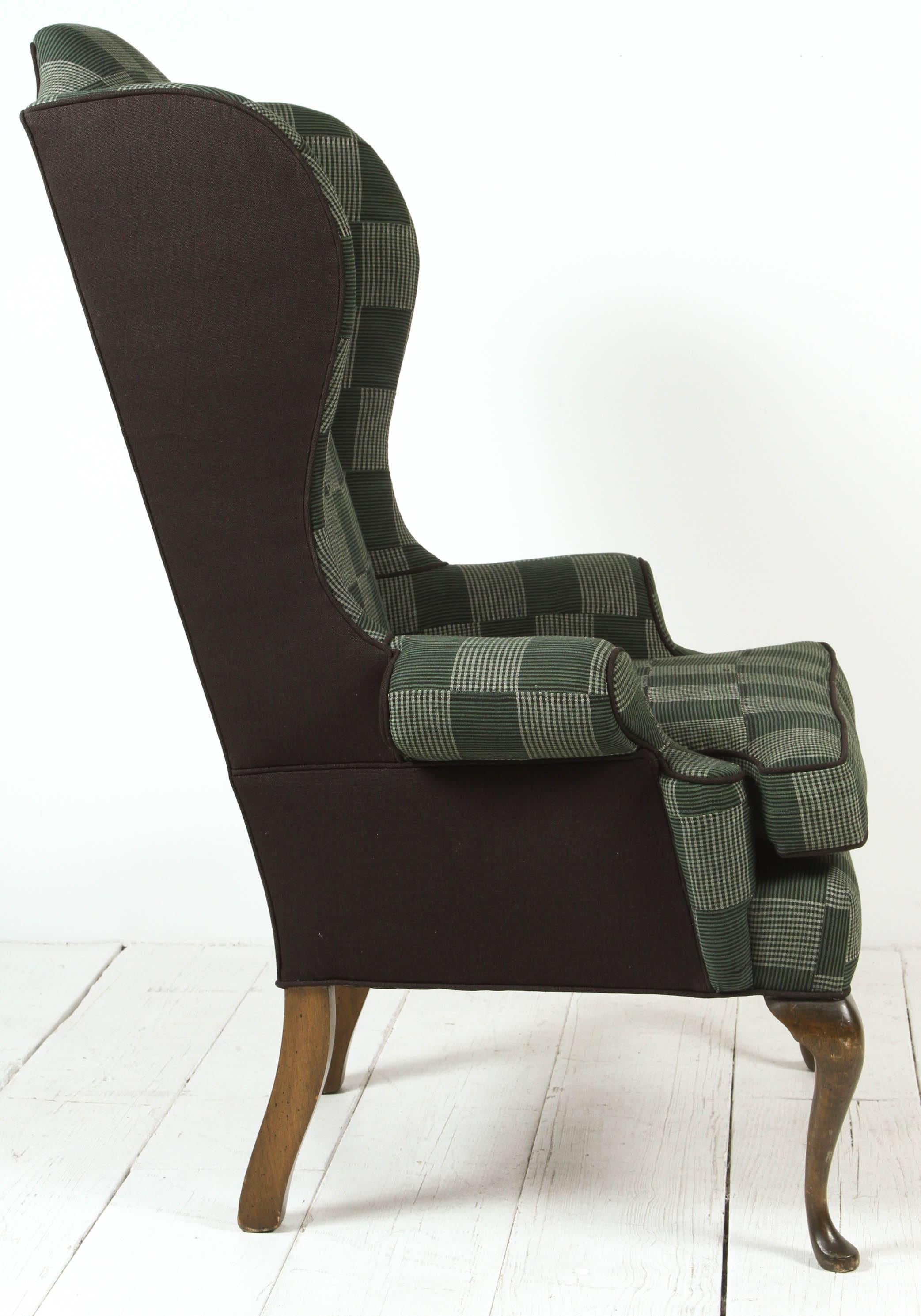 green plaid chair