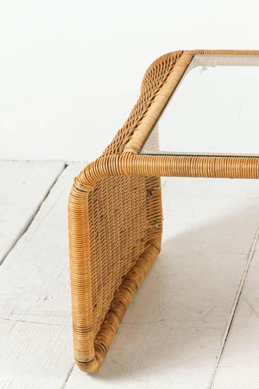 Rattan And Glass Waterfall Coffee Table