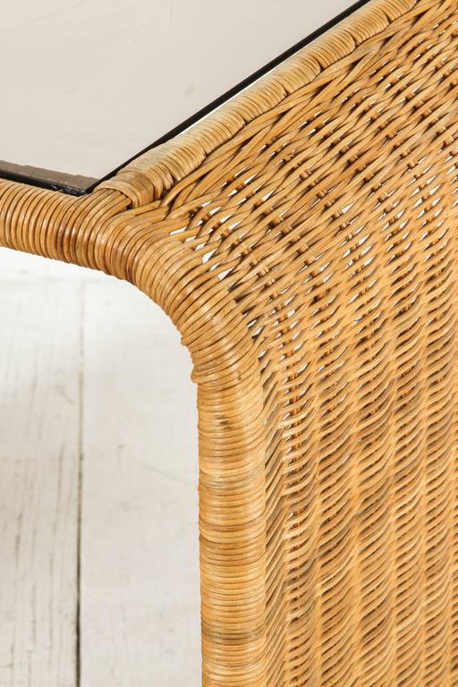Vintage Rattan and Glass Waterfall Side Table at 1stDibs rattan