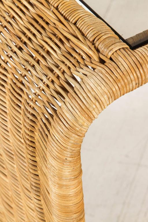 Vintage Rattan and Glass Waterfall Side Table at 1stDibs rattan