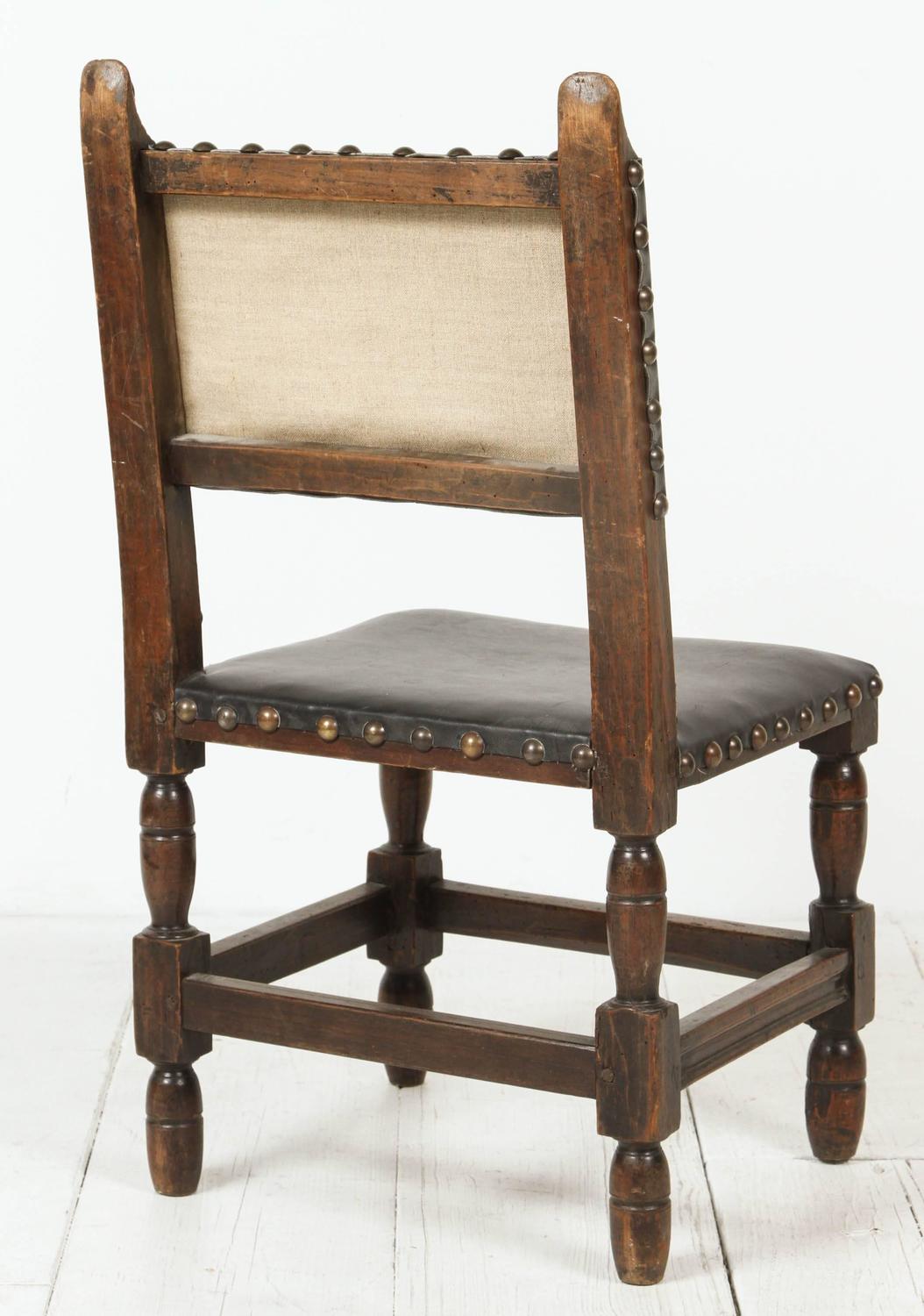 Spanish Leather Embellished Side Chairs For Sale at 1stdibs