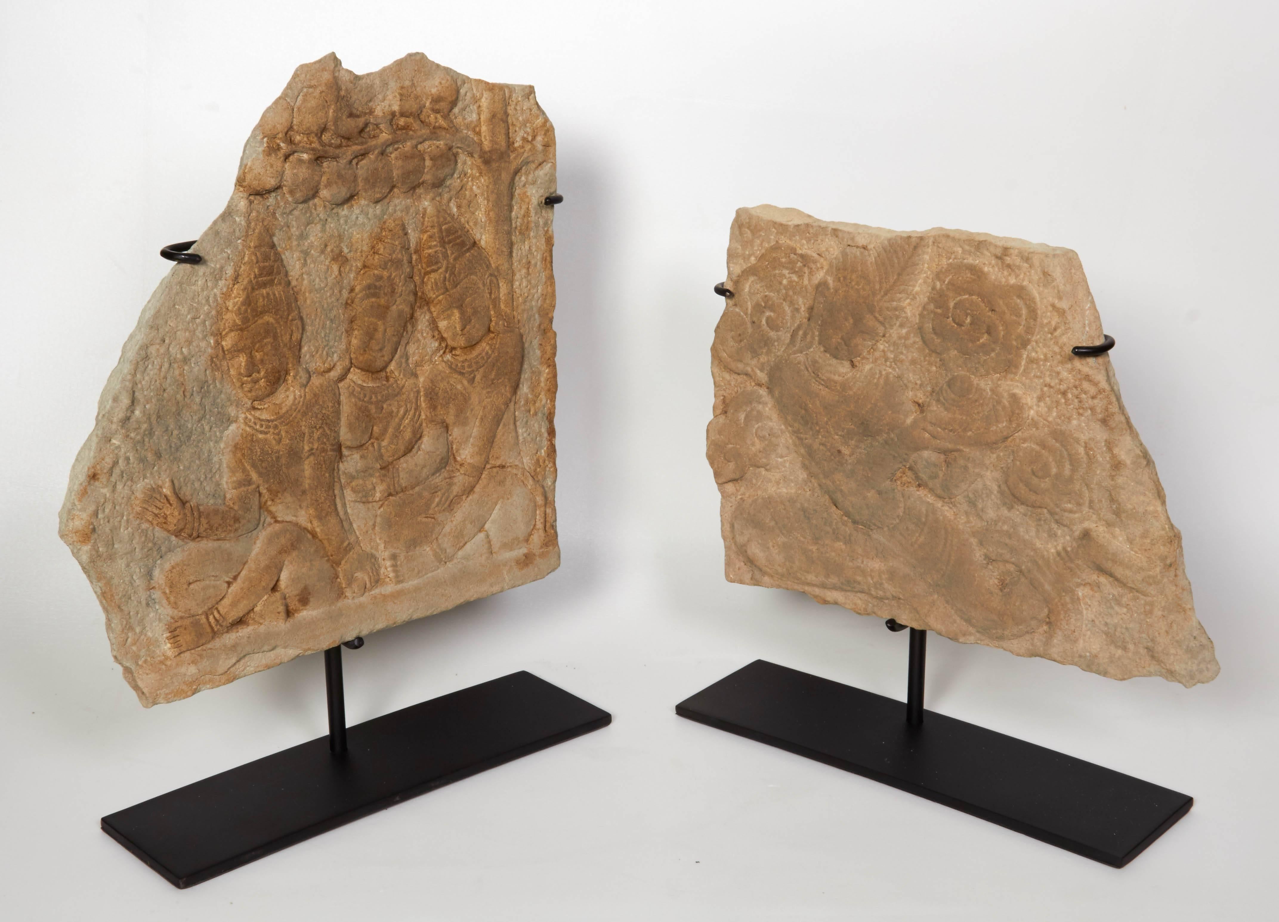 Carved Sandstone Temple Fragments In Excellent Condition In New York, NY