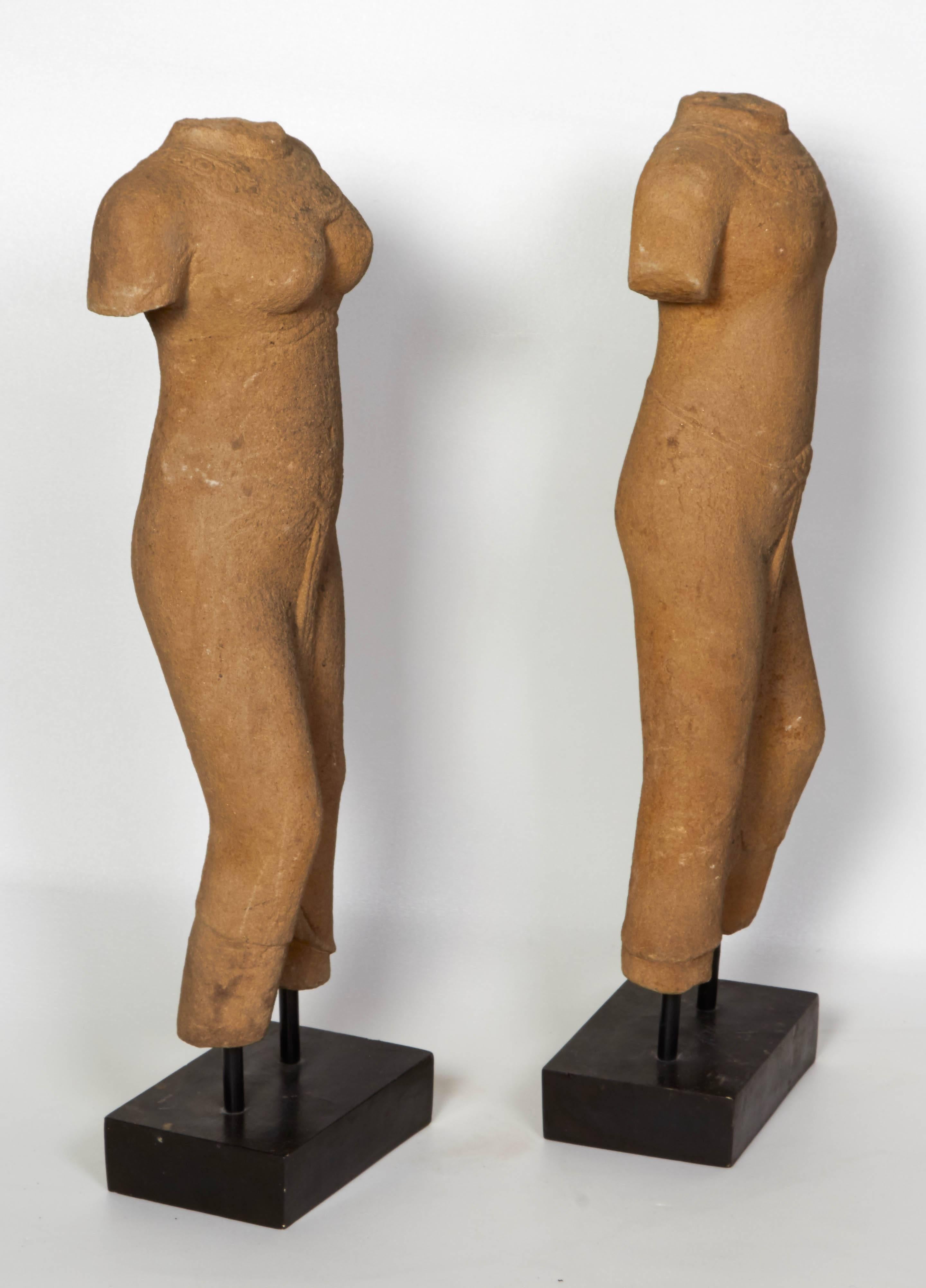 Carved Sandstone Torsos In Excellent Condition In New York, NY