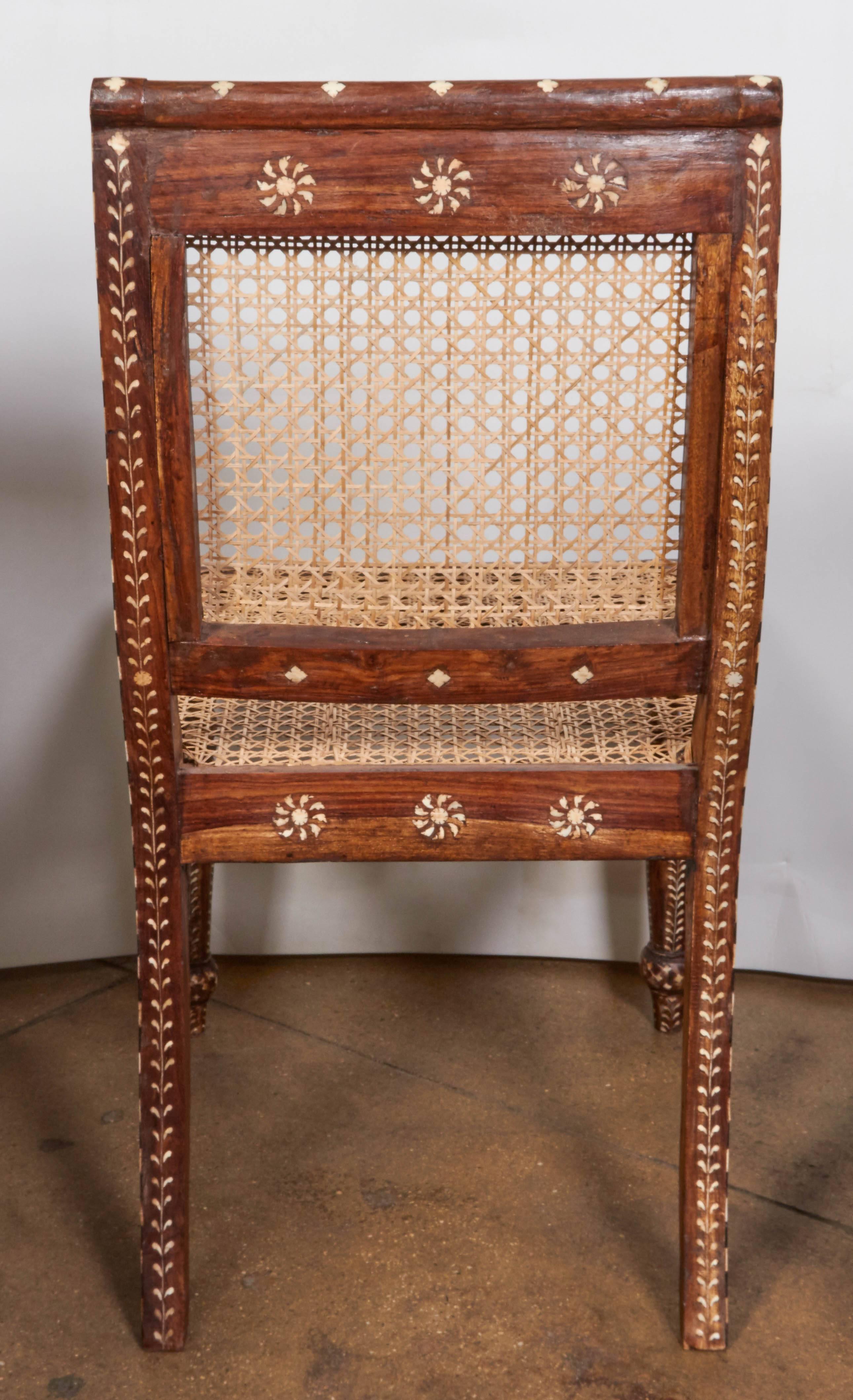 Late 20th Century Armless Bone Inlaid Chair From India, late 20th Century