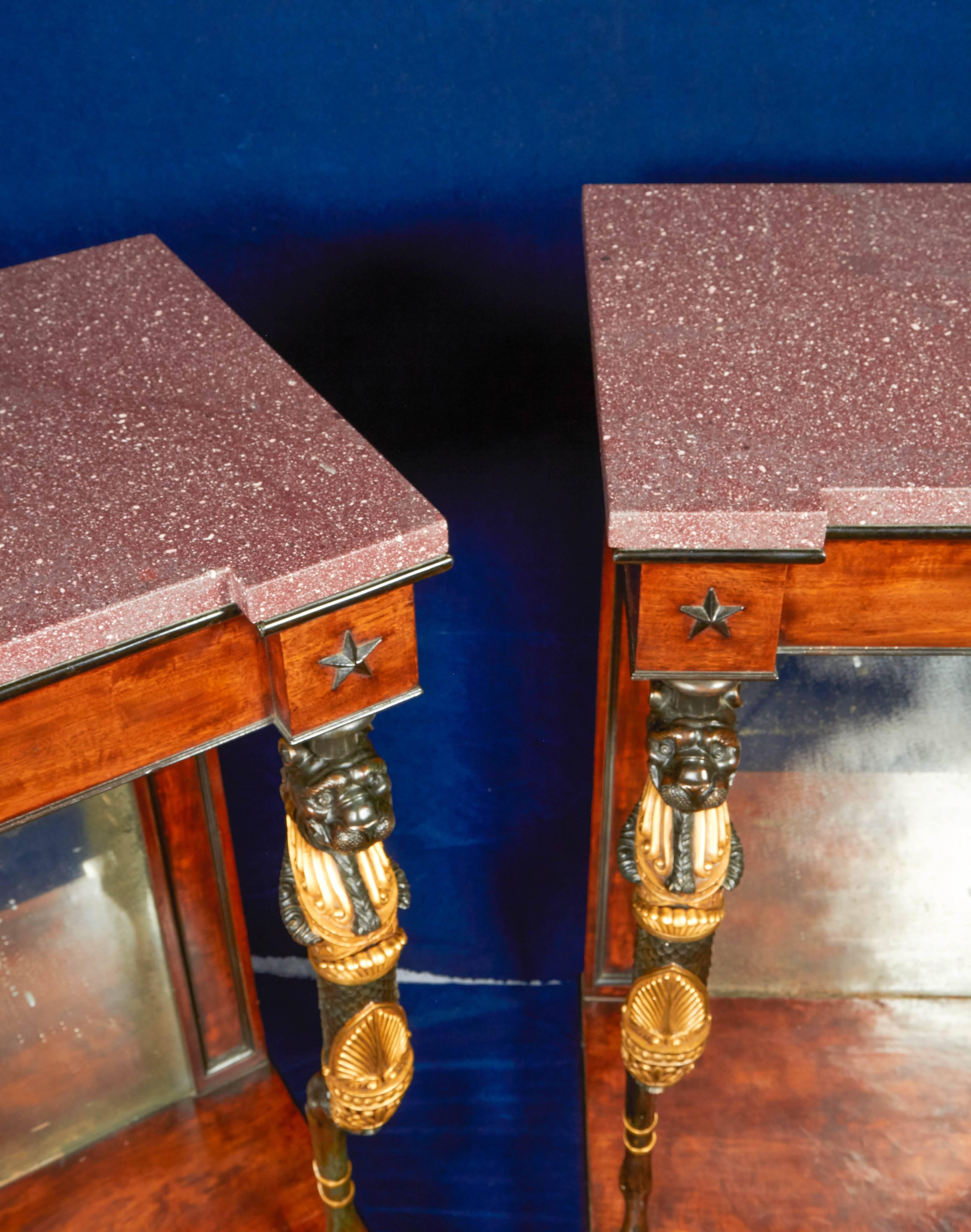Bronze Paire de consoles Regency en acajou ou en bronze à la manière de George Smith en vente