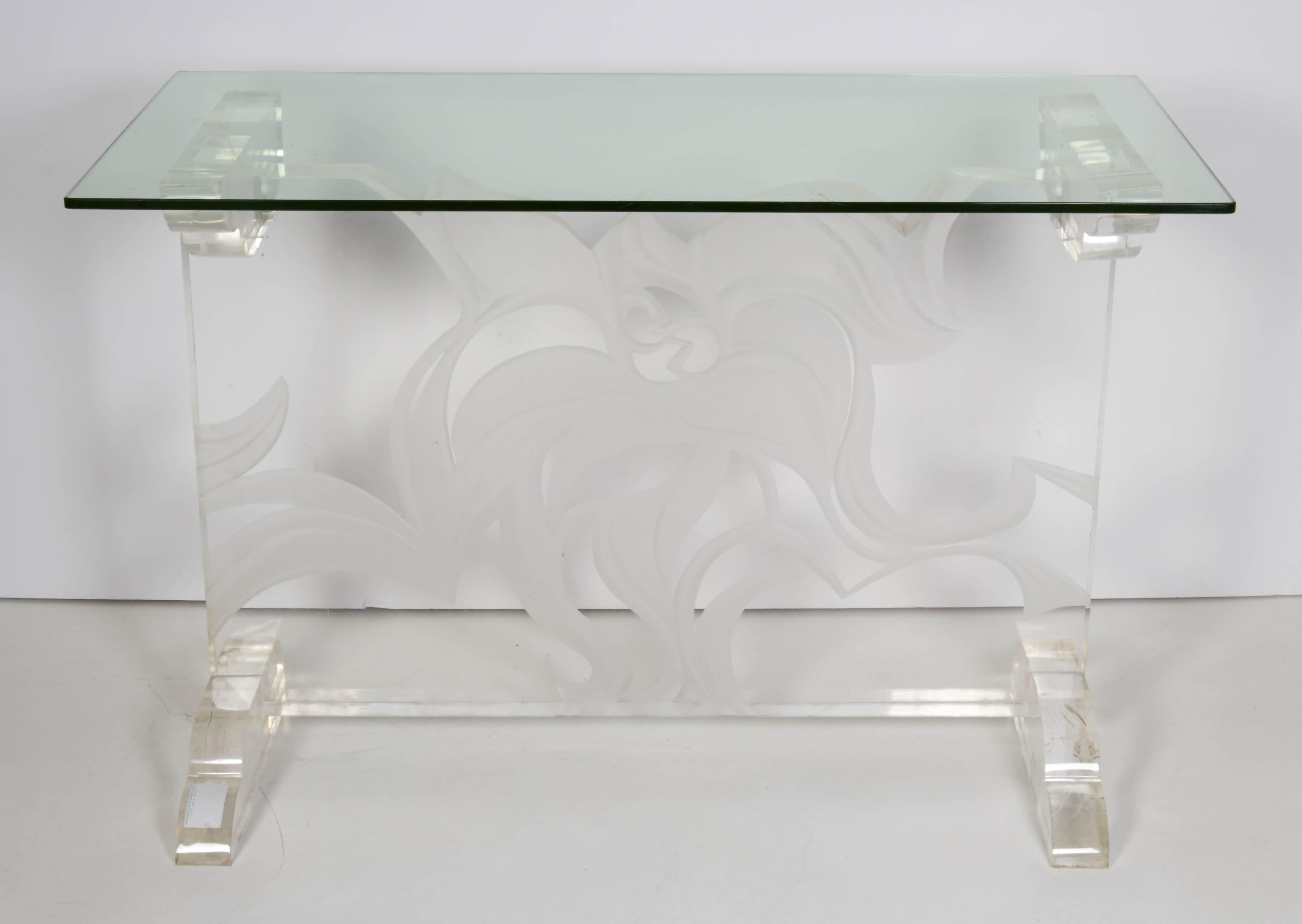 Italian Lucite and Glass Top Console In Good Condition For Sale In High Point, NC