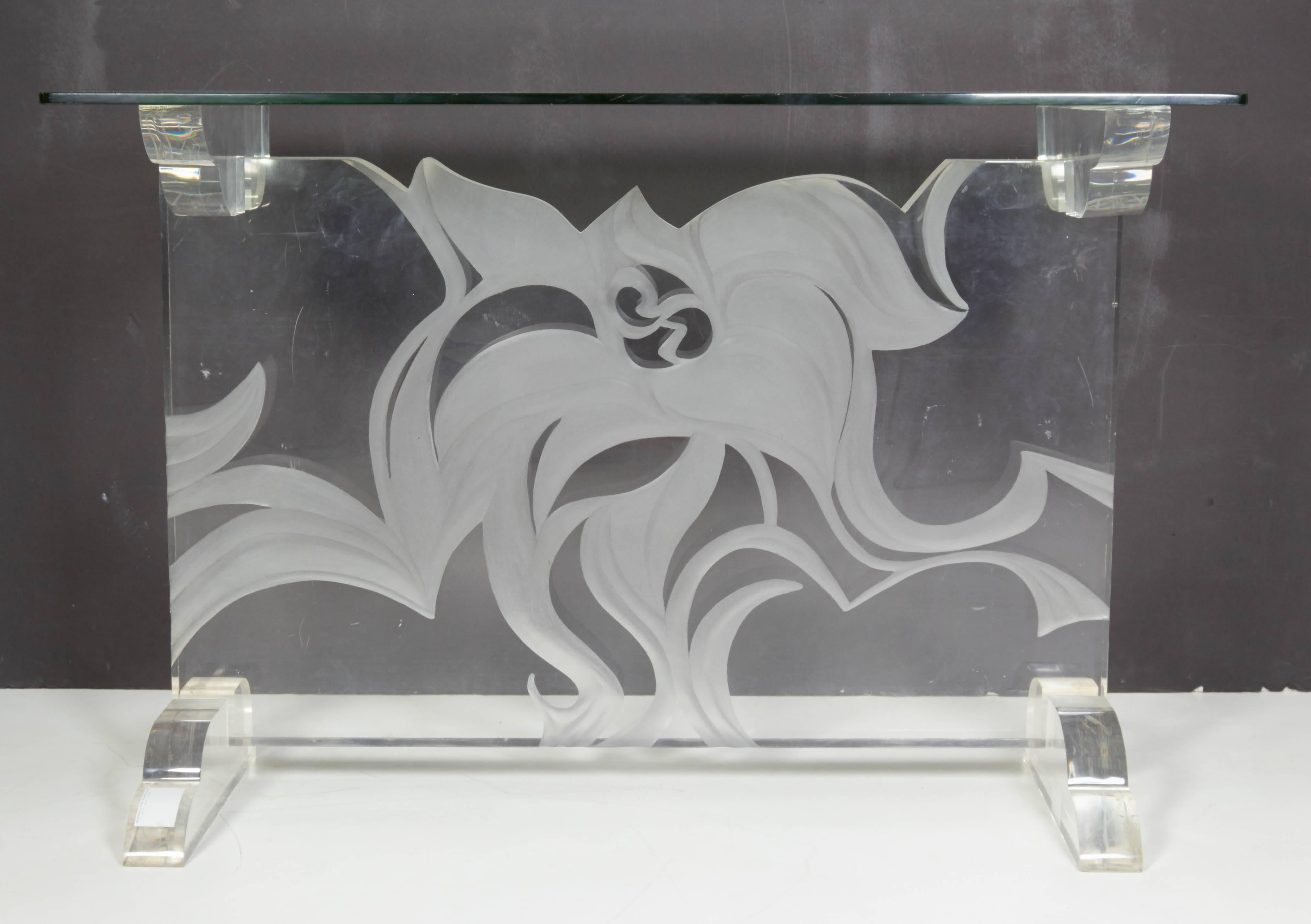 19th Century Italian Lucite and Glass Top Console For Sale