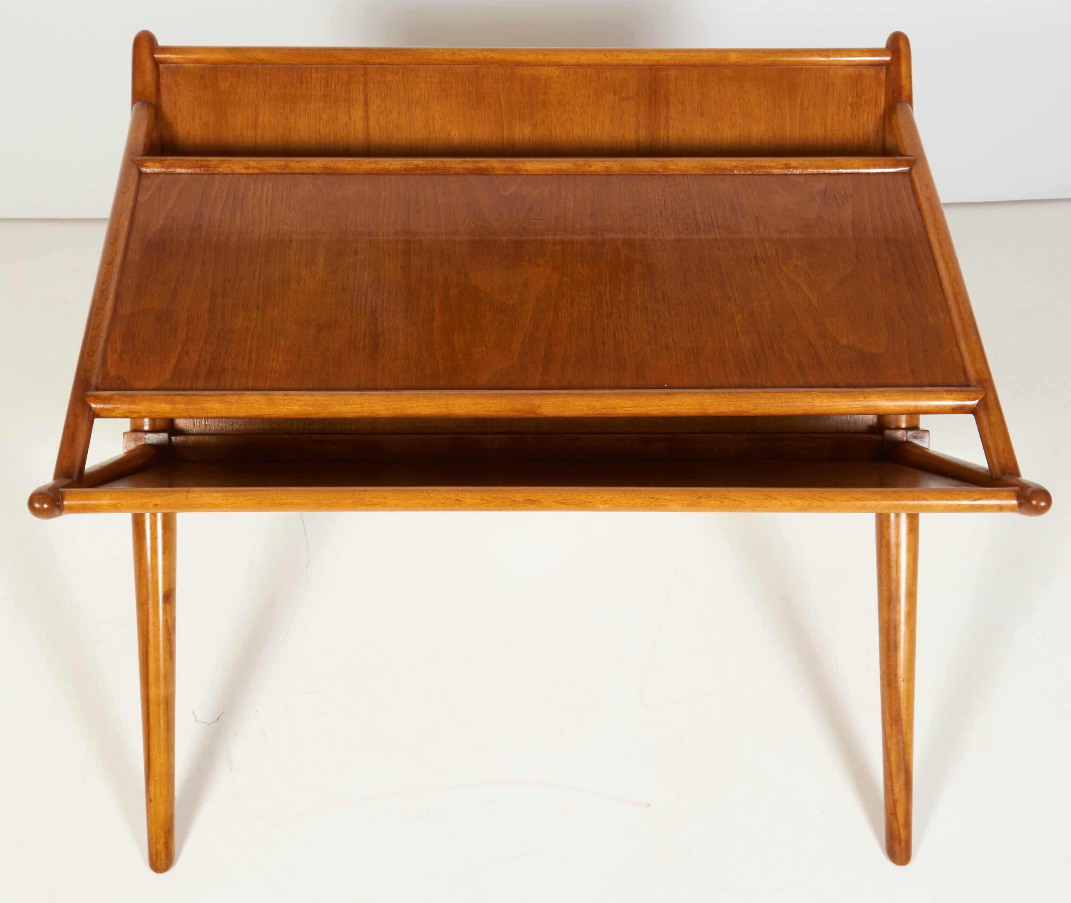 Hand-Crafted Magazine Side Table by T.H. Robsjohn-Gibbings Mid-Century Design, Wood, C 1950 For Sale